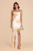 Olivia Matte Satin Dress - White Blurred Floral sold by Birdy Grey