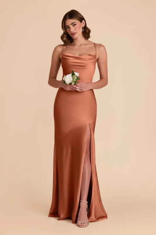 Olivia Matte Satin Dress - Terracotta sold by Birdy Grey