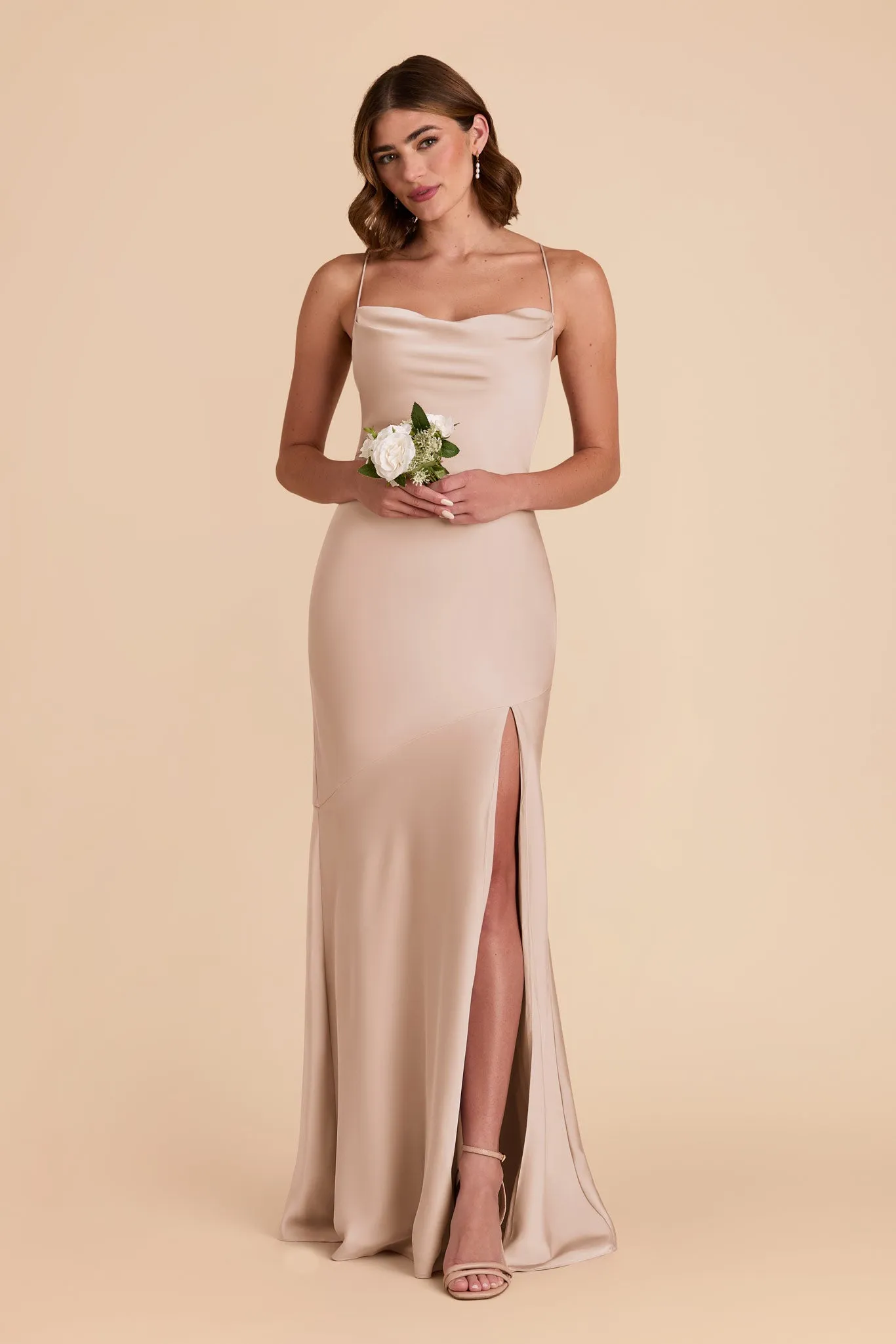 Olivia Matte Satin Dress - Taupe sold by Birdy Grey product image thumbnail 3