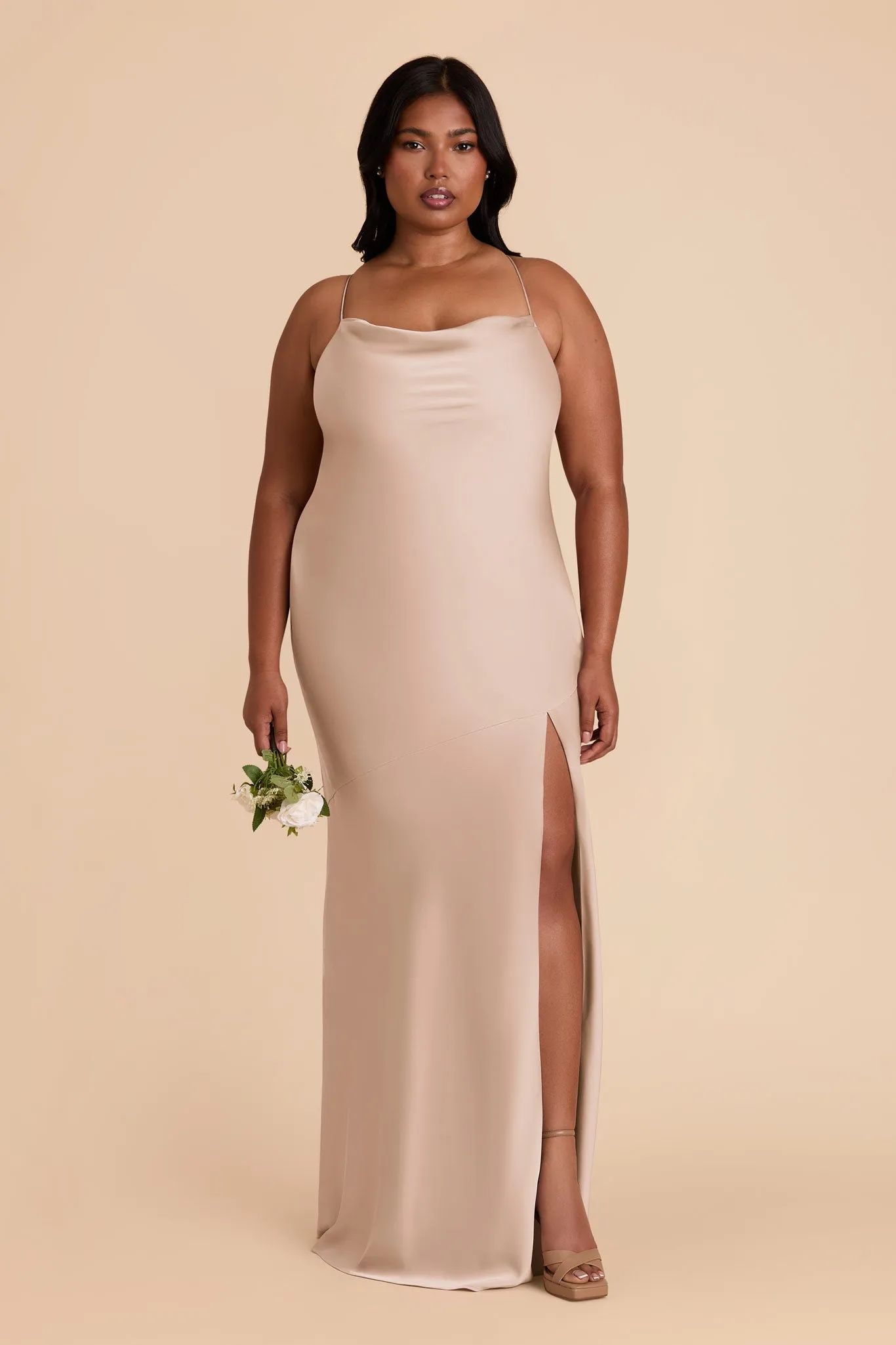 Olivia Matte Satin Dress - Taupe sold by Birdy Grey product image thumbnail 2