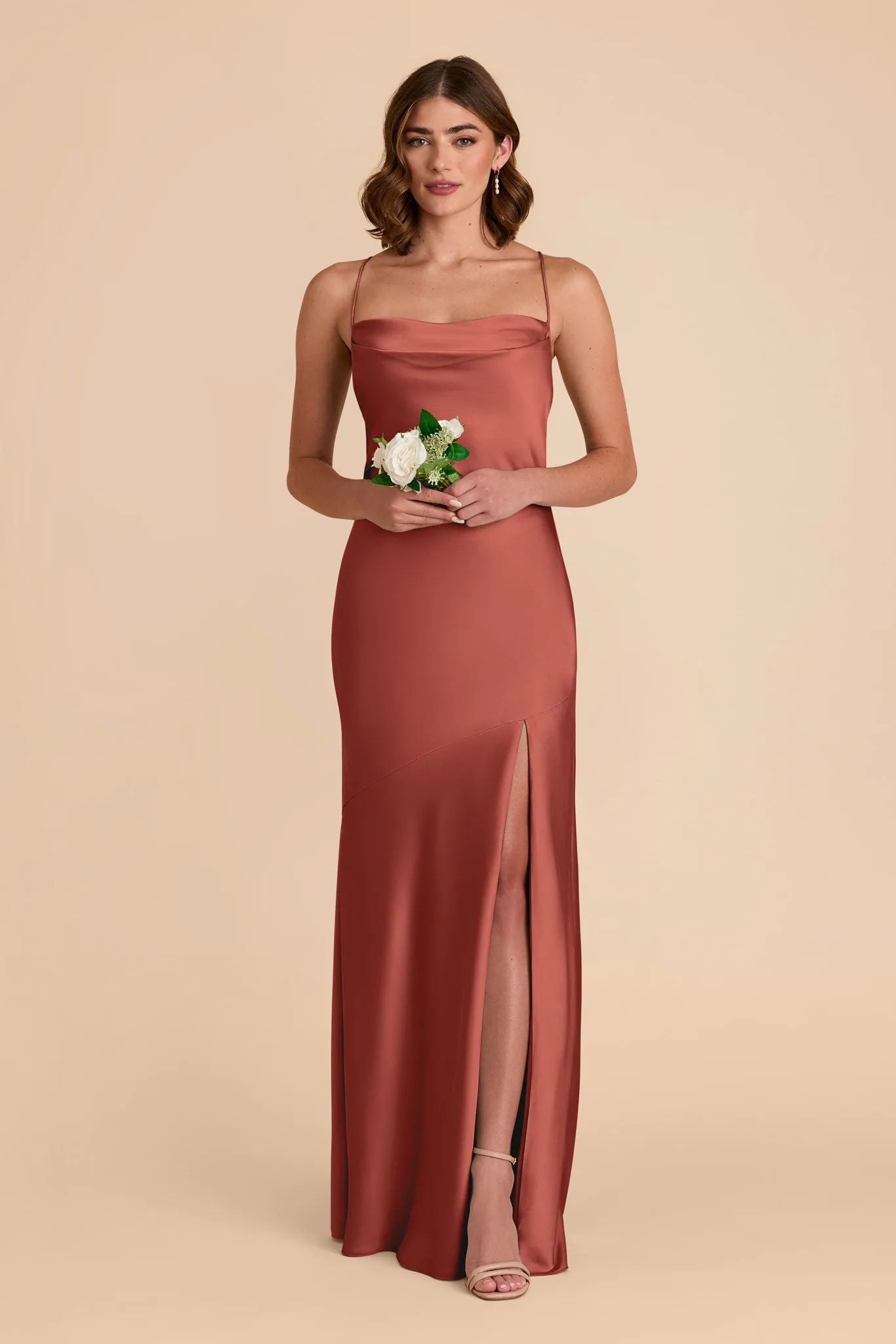 Olivia Matte Satin Dress - Spice sold by Birdy Grey