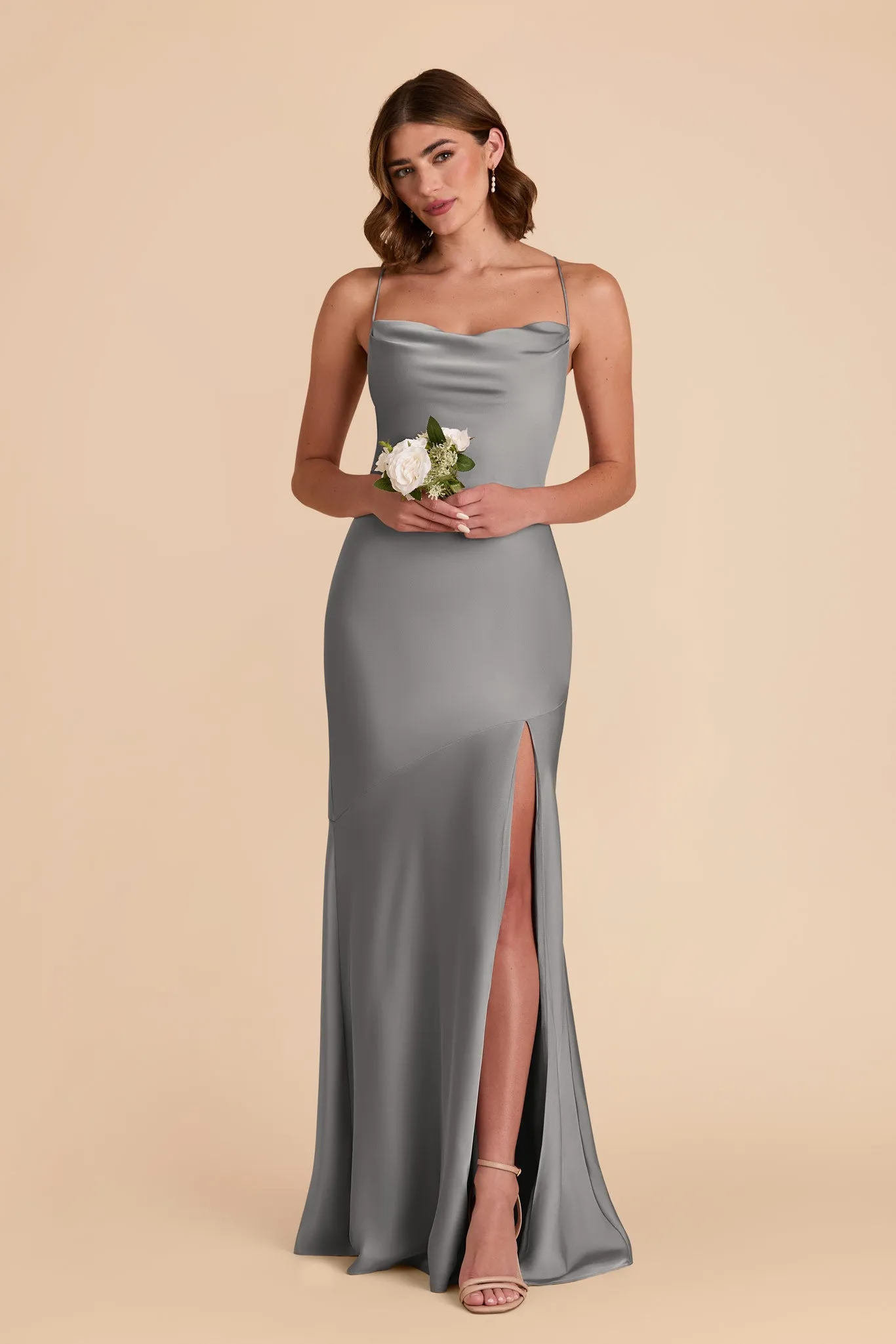 Olivia Matte Satin Dress - Silver sold by Birdy Grey product image thumbnail 3