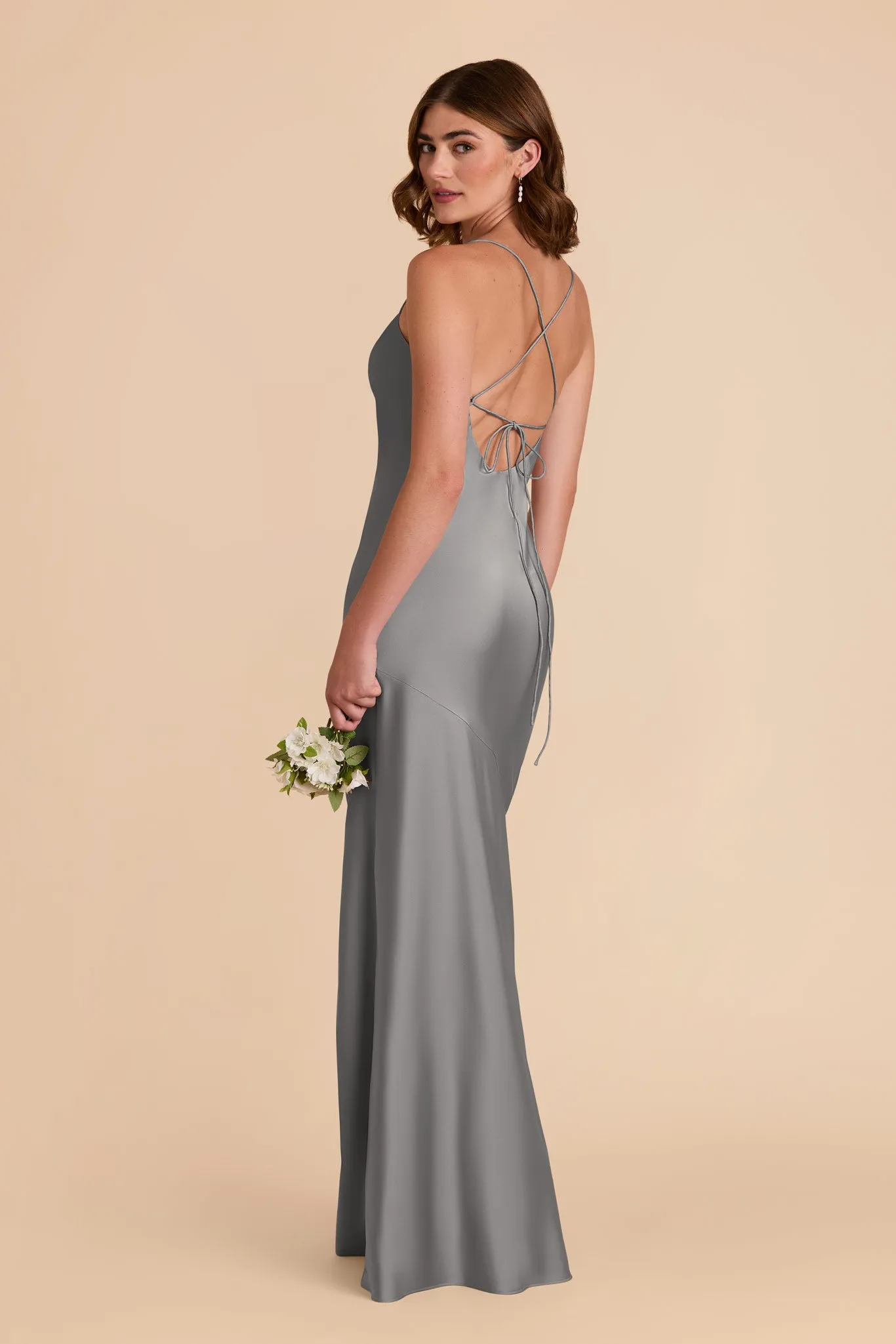 Olivia Matte Satin Dress - Silver sold by Birdy Grey product image thumbnail 4