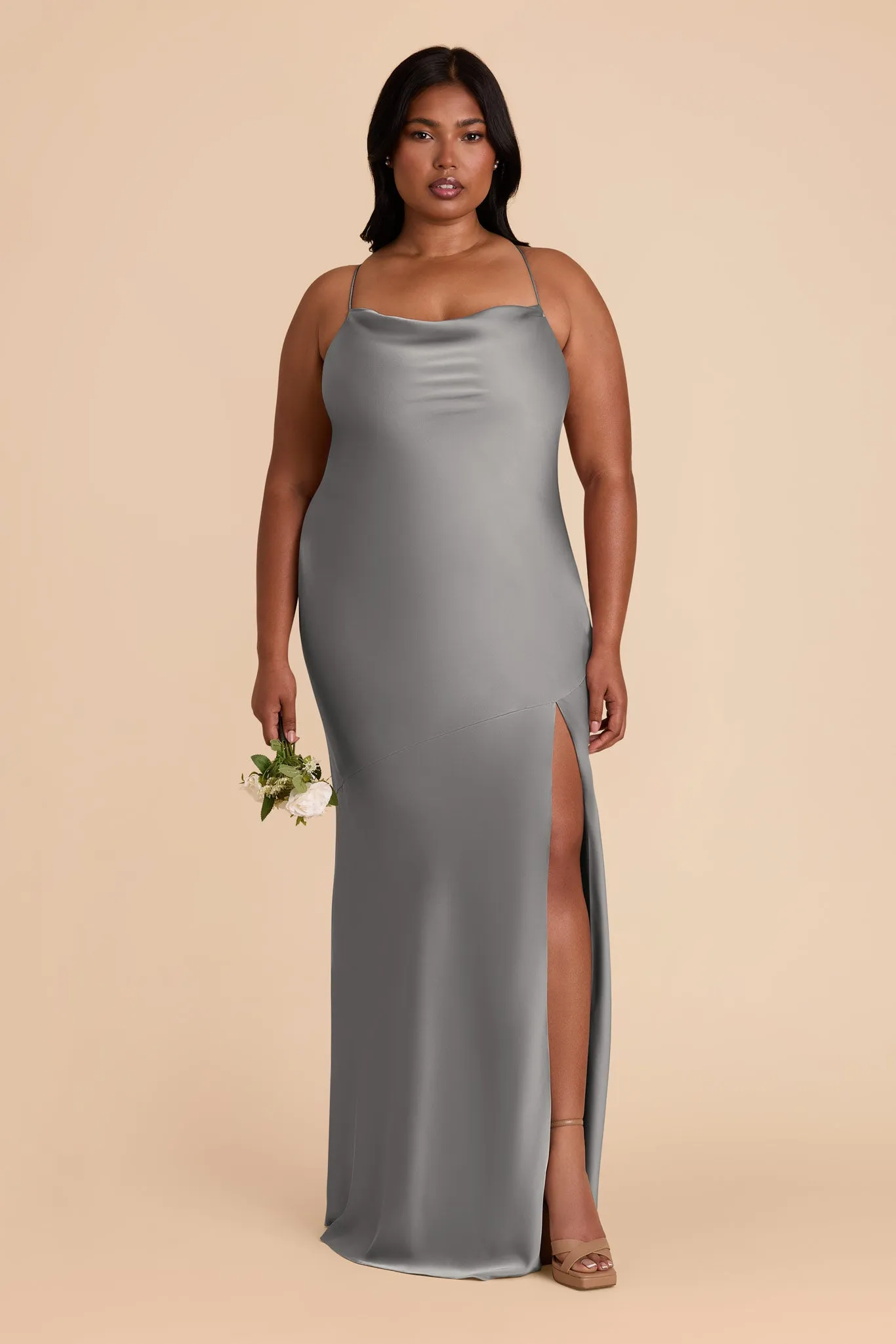 Olivia Matte Satin Dress - Silver sold by Birdy Grey product image thumbnail 2