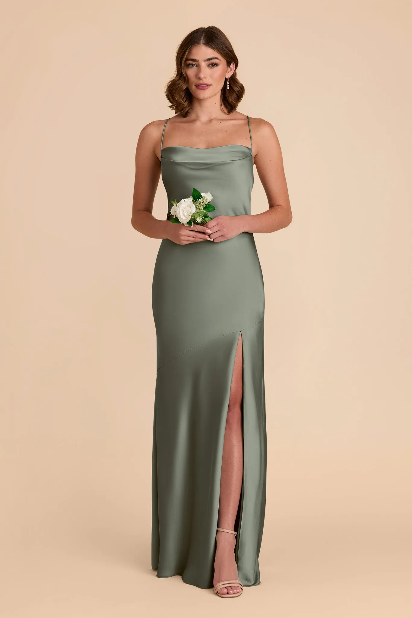 Olivia Matte Satin Dress - Sea Glass sold by Birdy Grey
