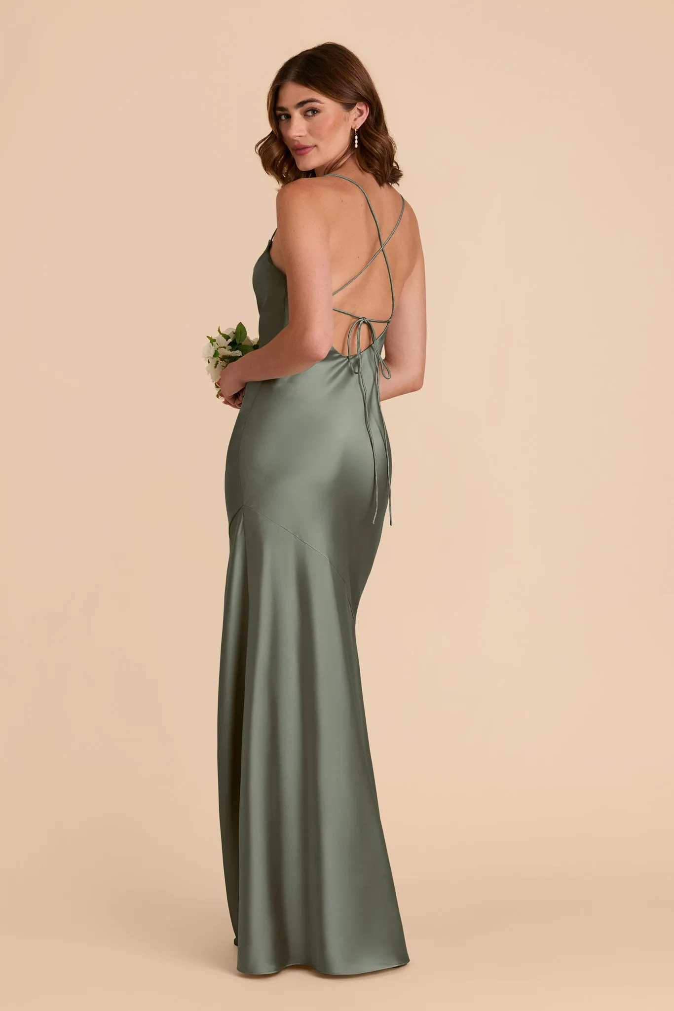 Olivia Matte Satin Dress - Sea Glass sold by Birdy Grey product image thumbnail 4