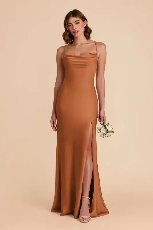 Olivia Matte Satin Dress - Rust sold by Birdy Grey