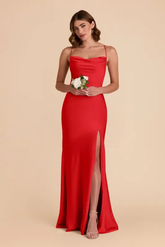 Olivia Matte Satin Dress - Ruby Red sold by Birdy Grey