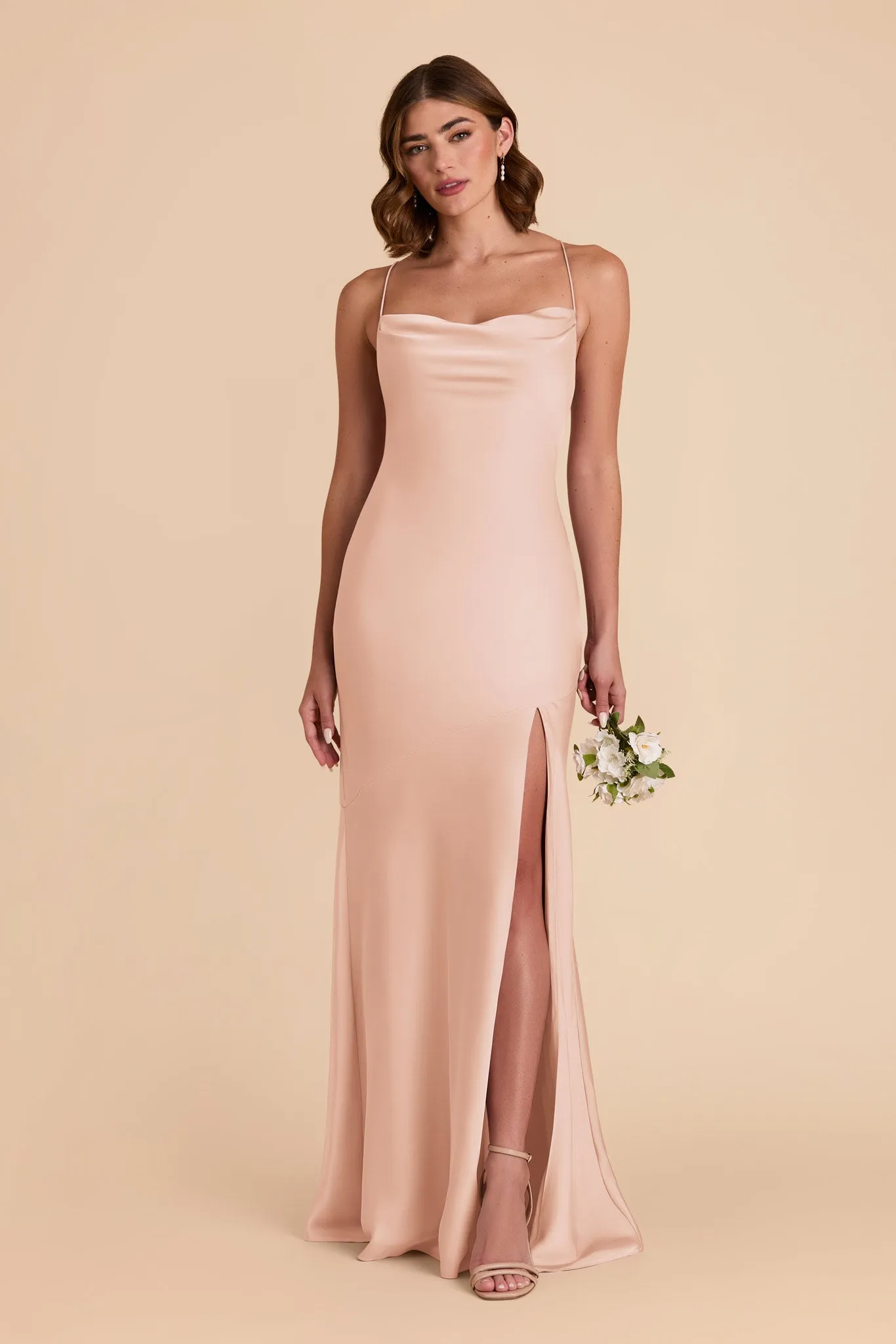 Olivia Matte Satin Dress - Rose Gold sold by Birdy Grey
