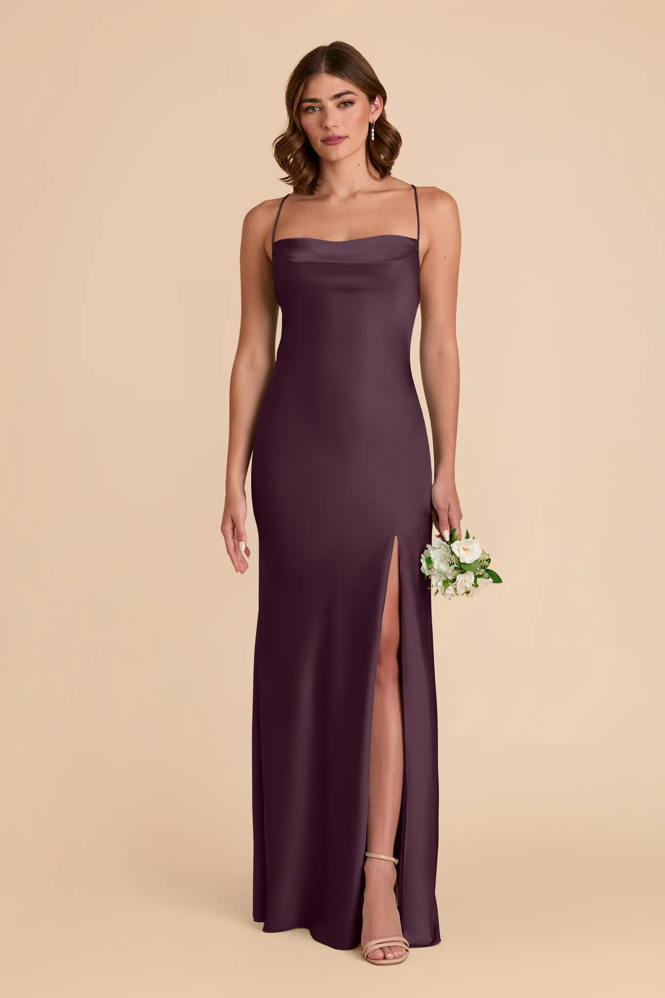 Olivia Matte Satin Dress - Plum sold by Birdy Grey