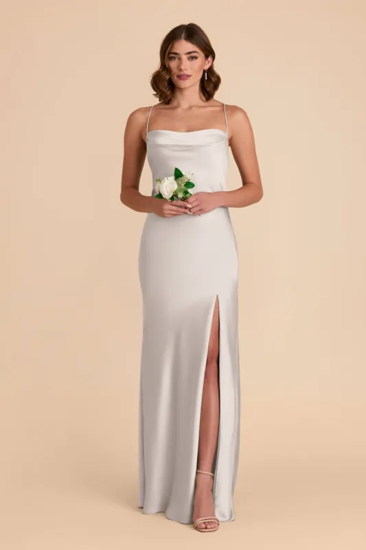 Olivia Matte Satin Dress - Platinum sold by Birdy Grey