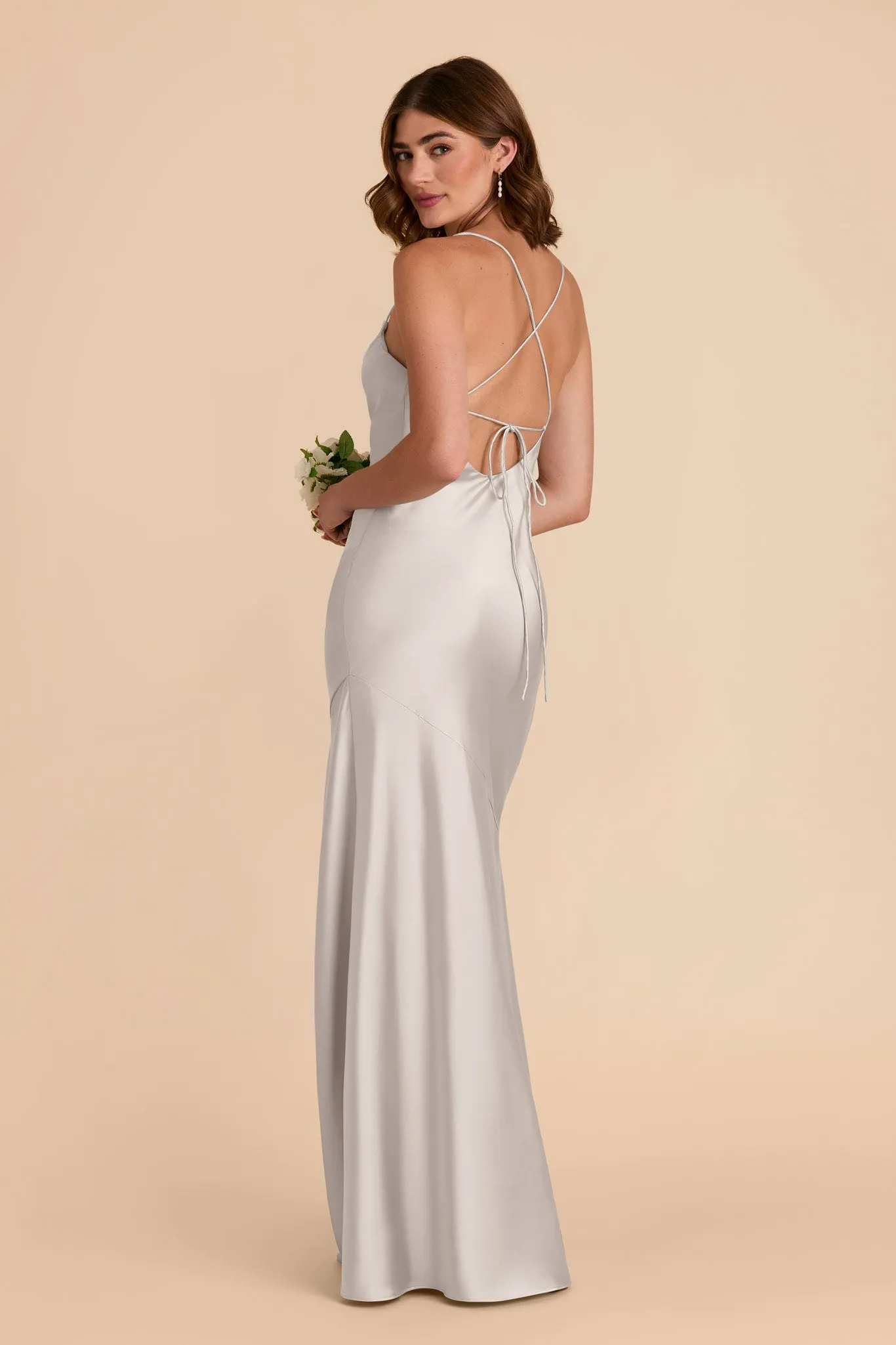 Olivia Matte Satin Dress - Platinum sold by Birdy Grey product image thumbnail 4