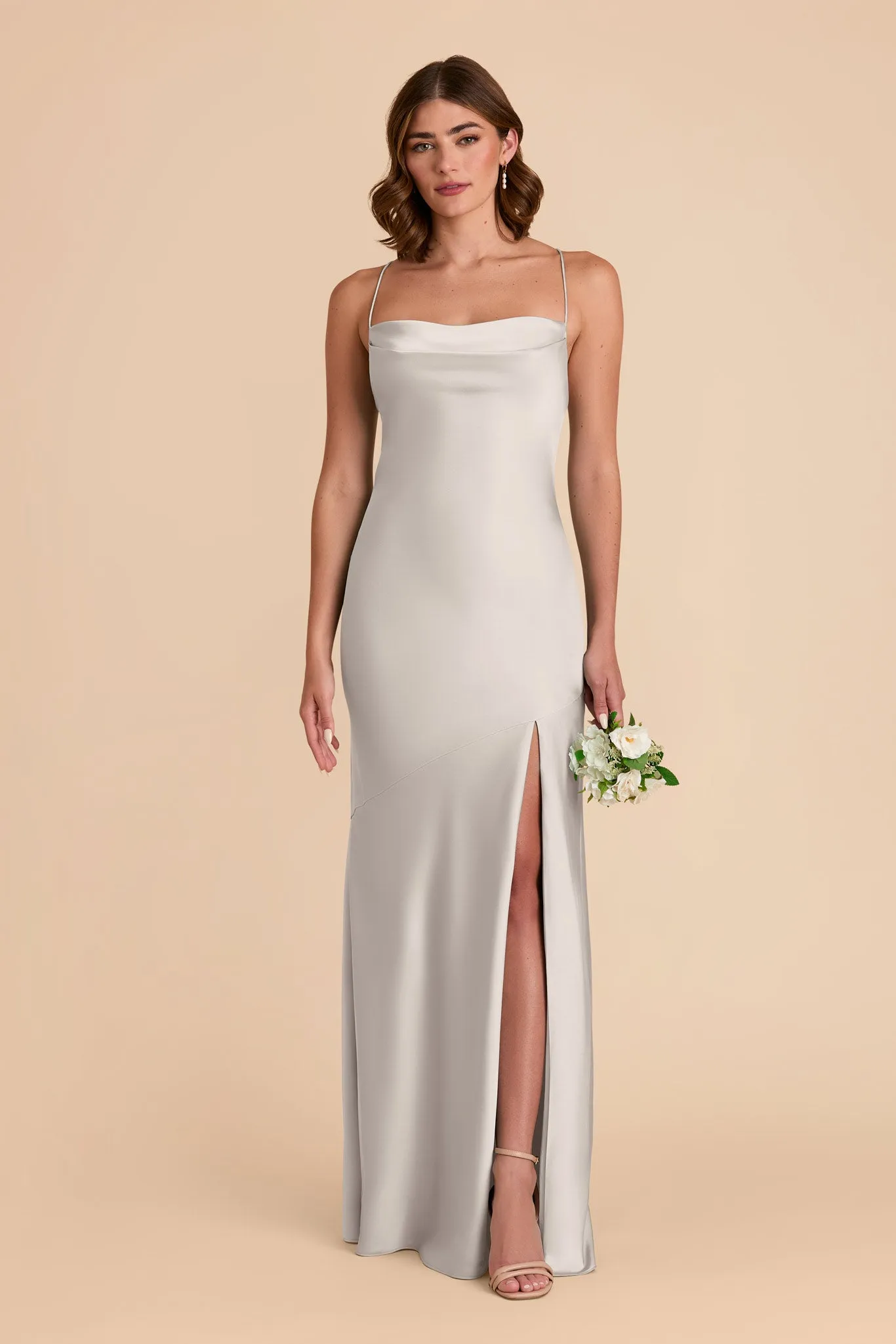 Olivia Matte Satin Dress - Platinum sold by Birdy Grey product image thumbnail 3