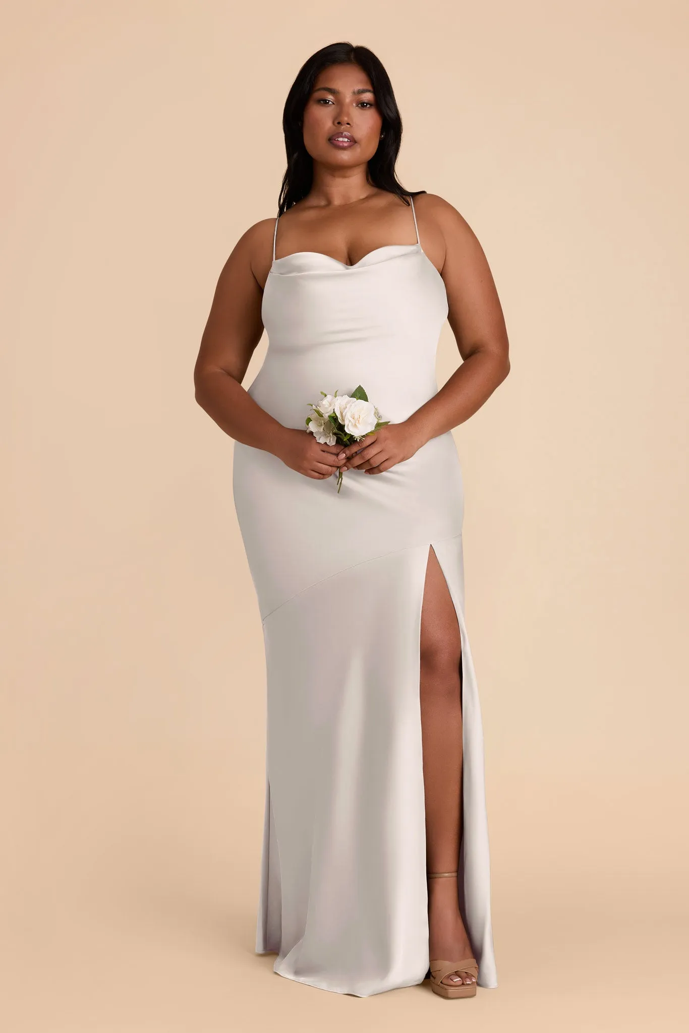 Olivia Matte Satin Dress - Platinum sold by Birdy Grey product image thumbnail 2