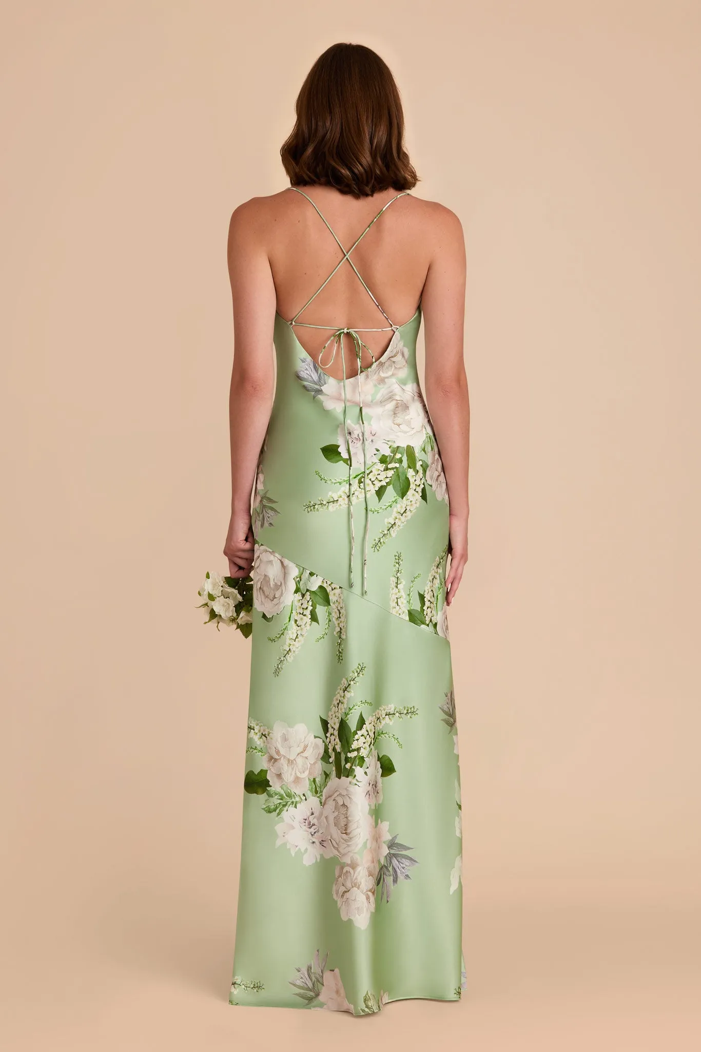 Olivia Matte Satin Dress - Pistachio Garden Bloom sold by Birdy Grey product image thumbnail 4
