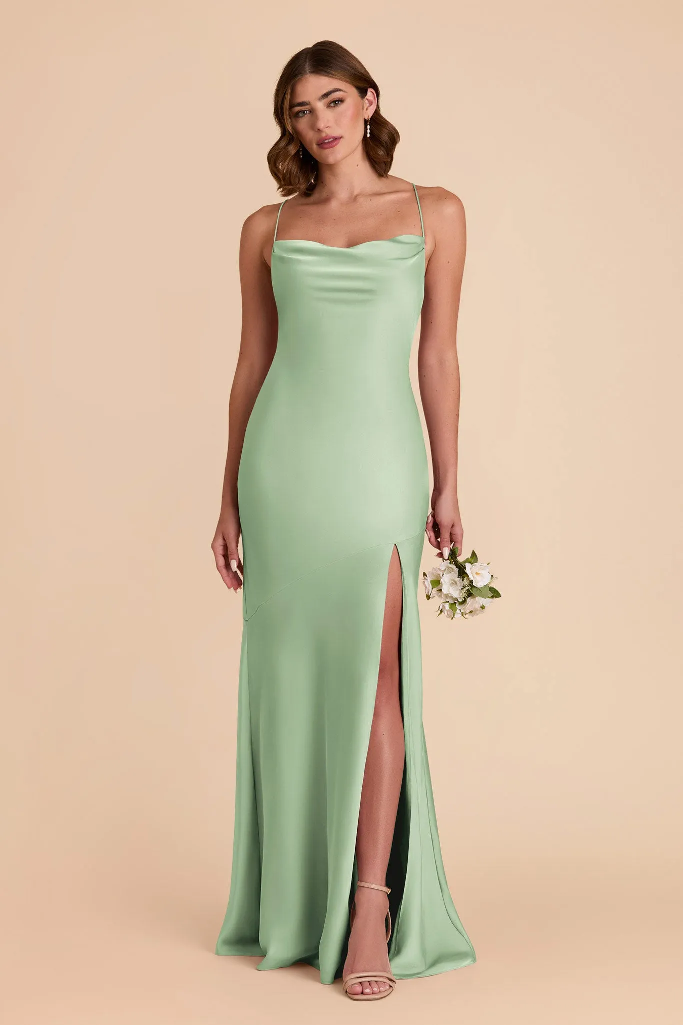 Olivia Matte Satin Dress - Pistachio sold by Birdy Grey product image thumbnail 3