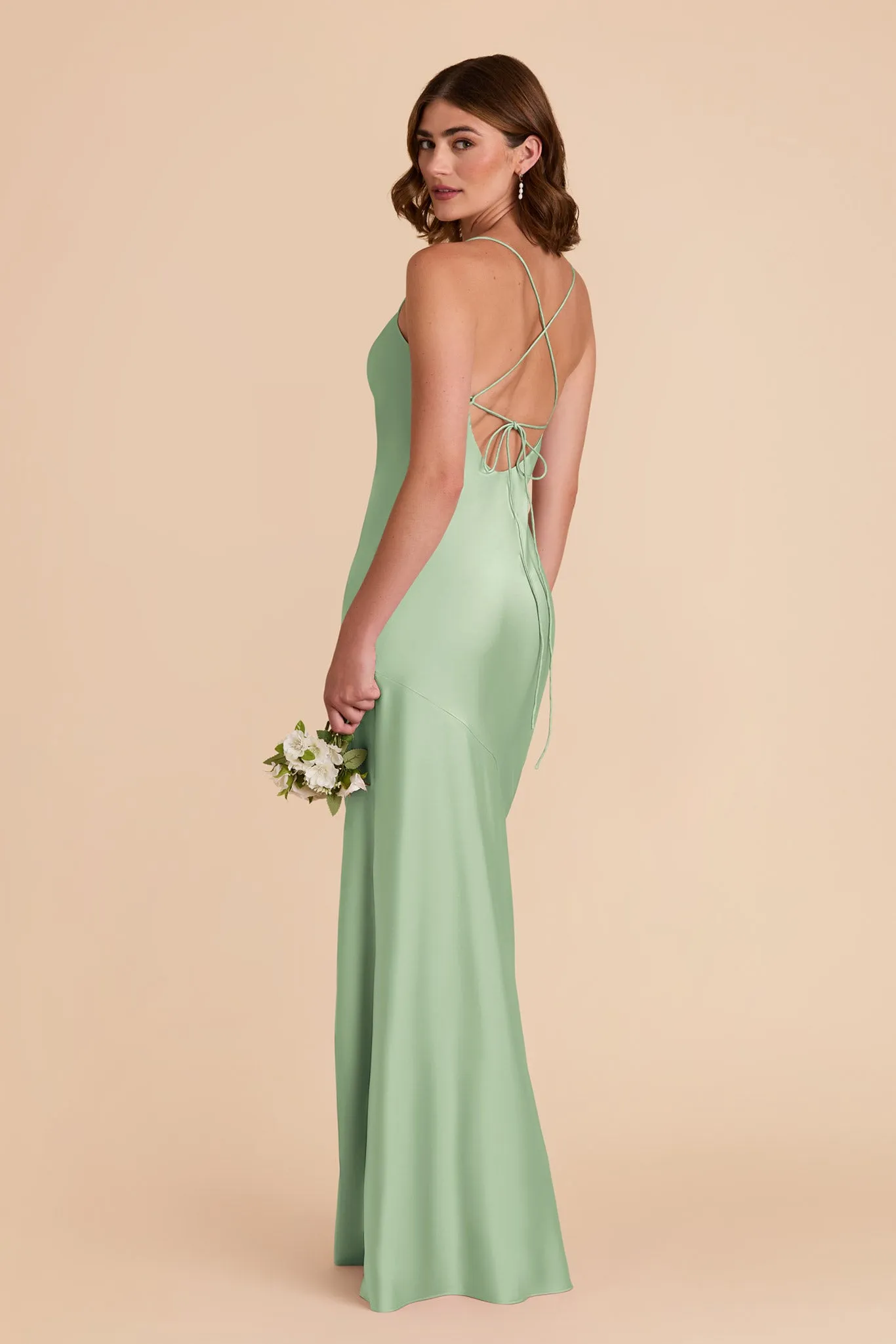 Olivia Matte Satin Dress - Pistachio sold by Birdy Grey product image thumbnail 4