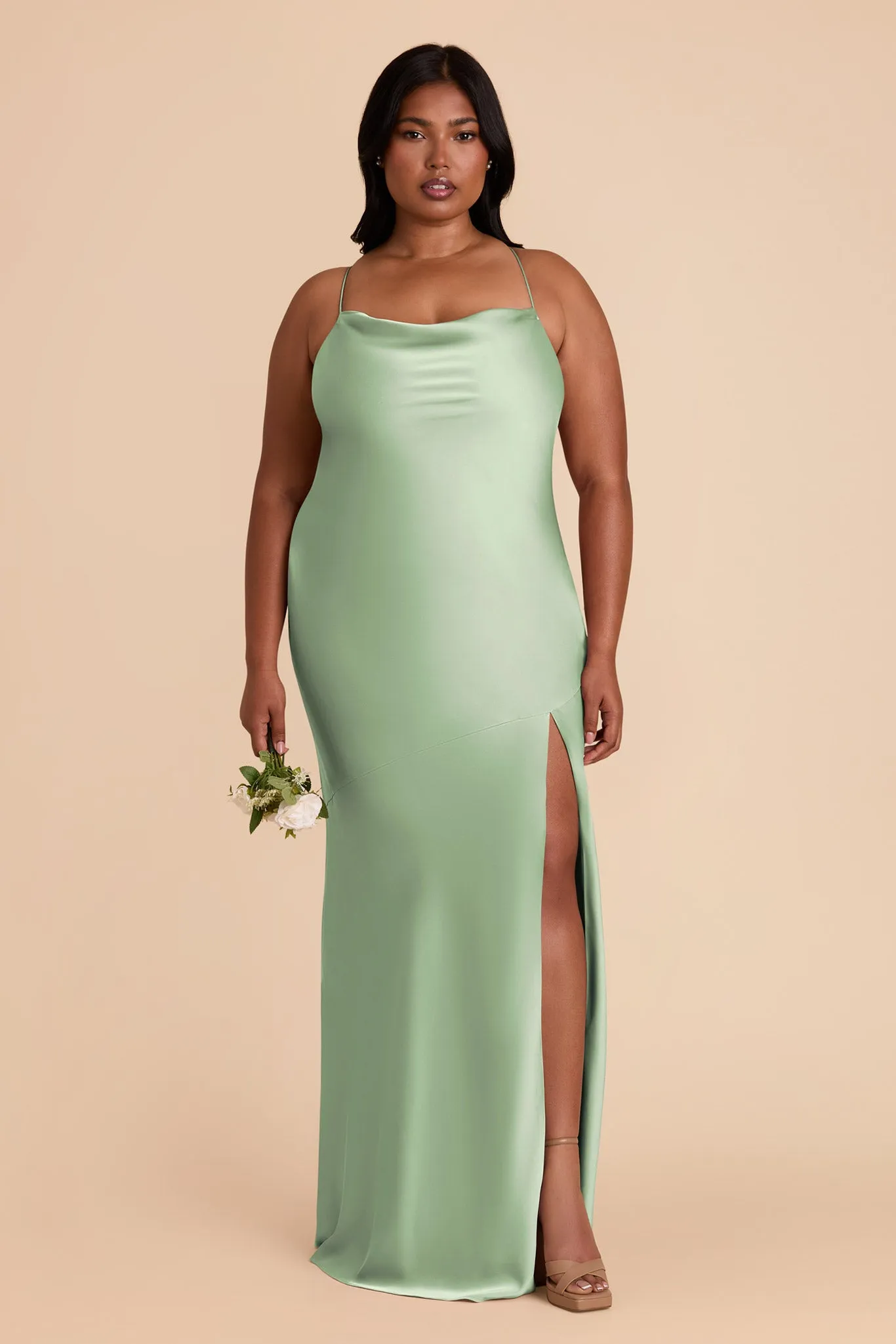 Olivia Matte Satin Dress - Pistachio sold by Birdy Grey product image thumbnail 2