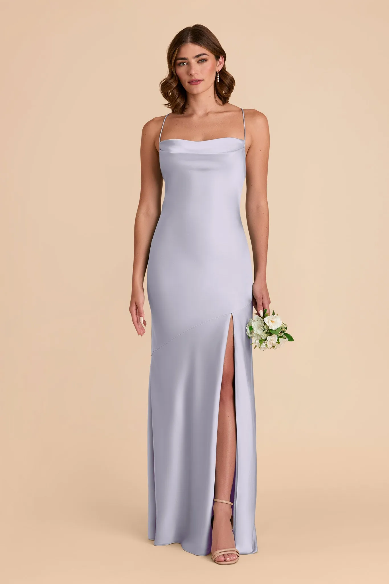 Olivia Matte Satin Dress - Periwinkle Blue sold by Birdy Grey