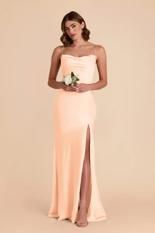 Olivia Matte Satin Dress - Peach Cream sold by Birdy Grey