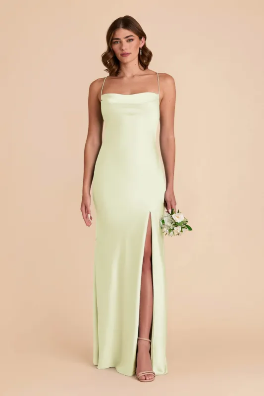 Olivia Matte Satin Dress - Pale Pistachio sold by Birdy Grey