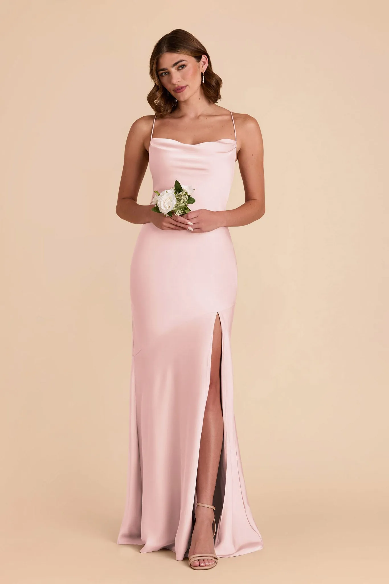 Olivia Matte Satin Dress - Pale Blush sold by Birdy Grey