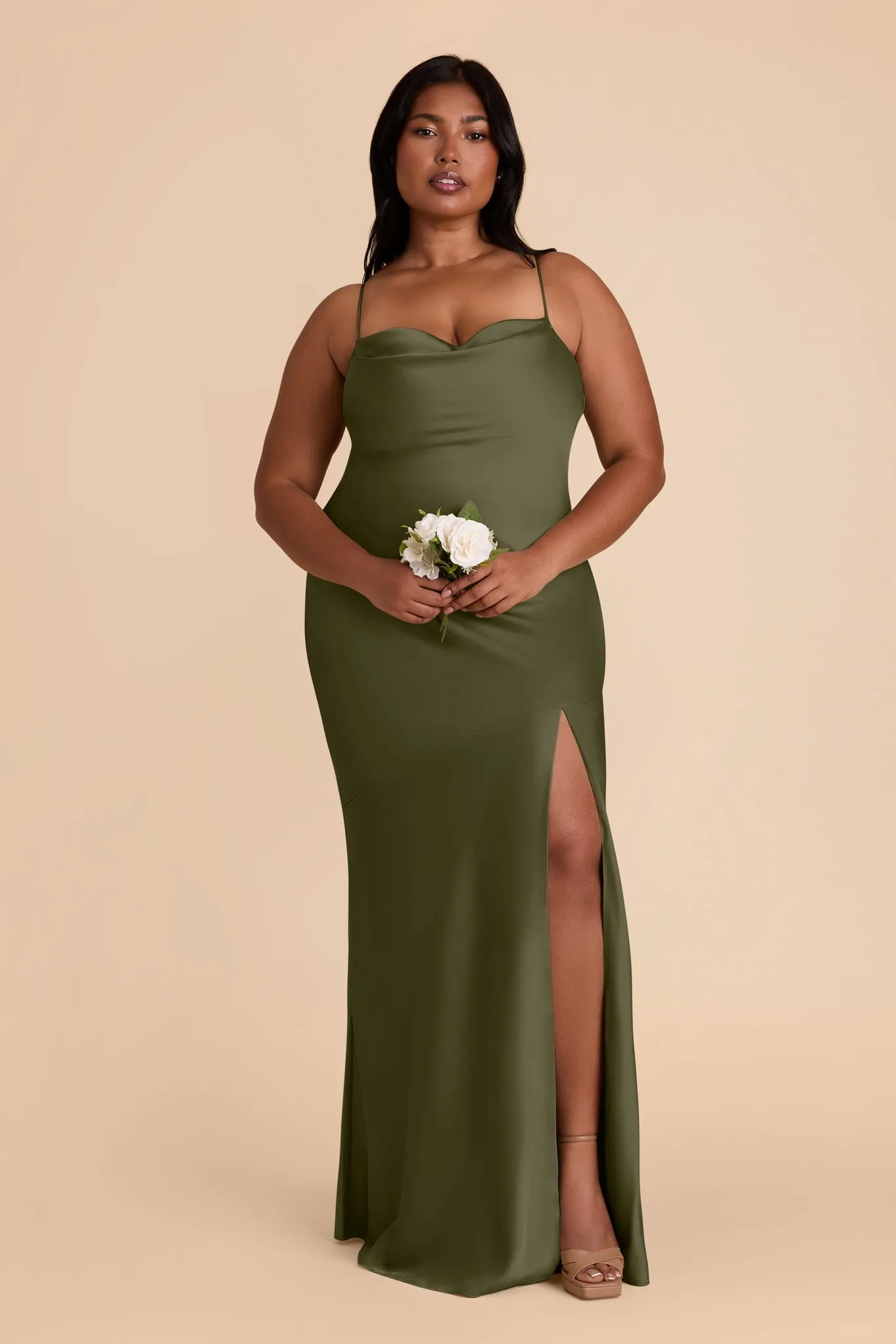 Olivia Matte Satin Dress - Olive sold by Birdy Grey product image thumbnail 2