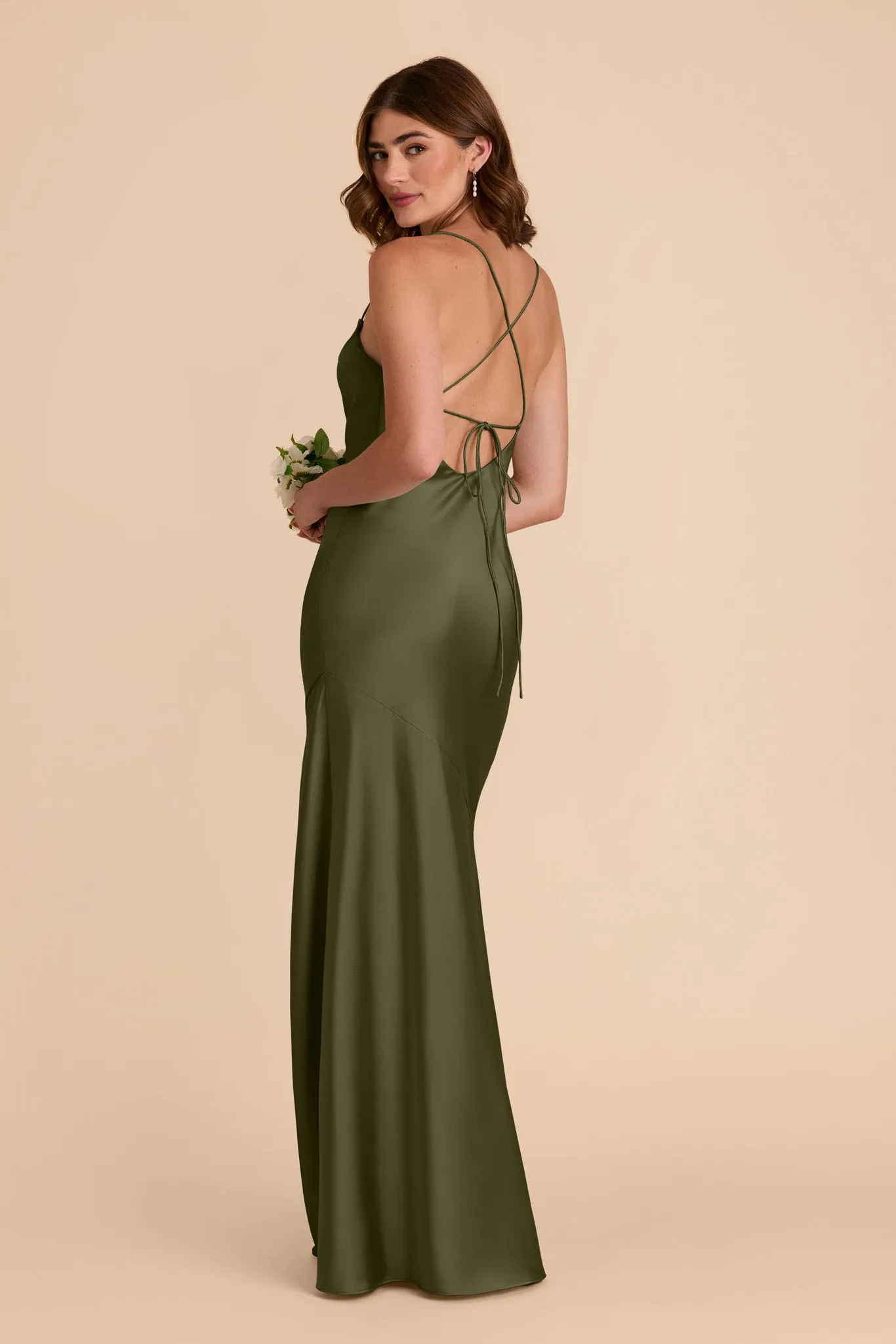 Olivia Matte Satin Dress - Olive sold by Birdy Grey product image thumbnail 4