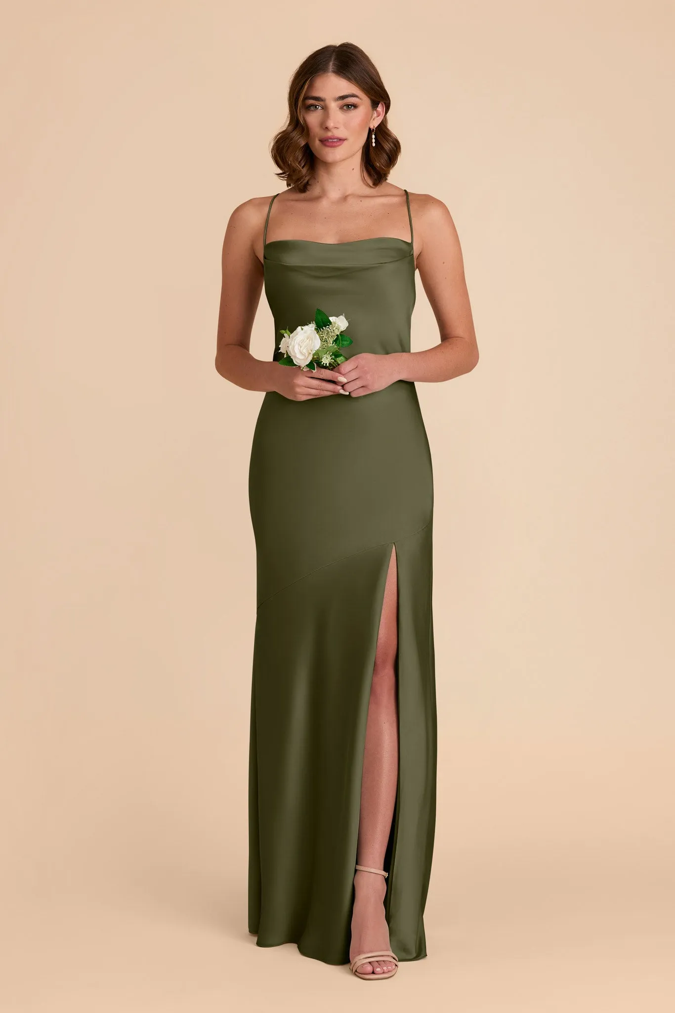 Olivia Matte Satin Dress - Olive sold by Birdy Grey product image thumbnail 3