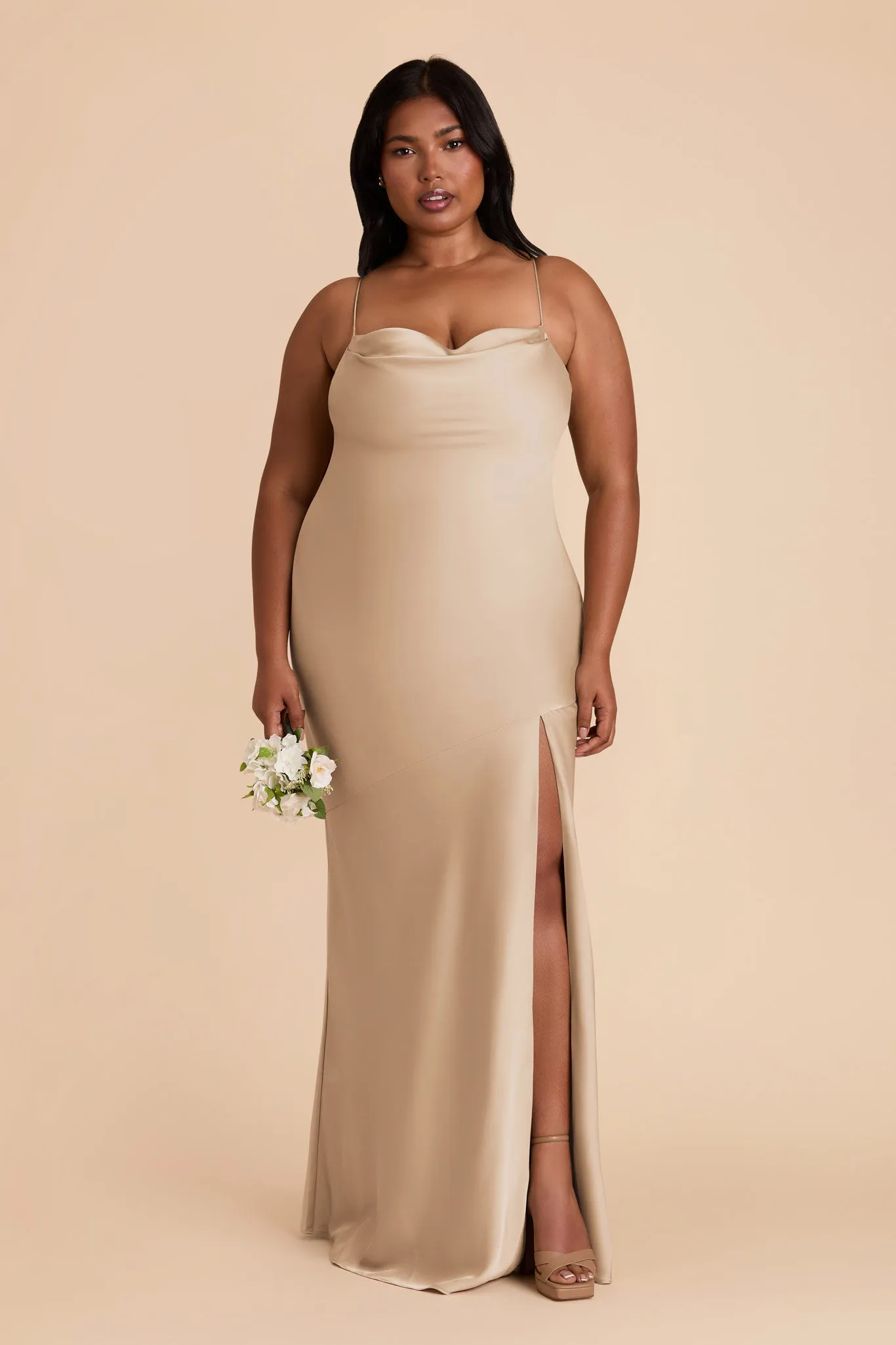 Olivia Matte Satin Dress - Neutral Champagne sold by Birdy Grey product image thumbnail 2