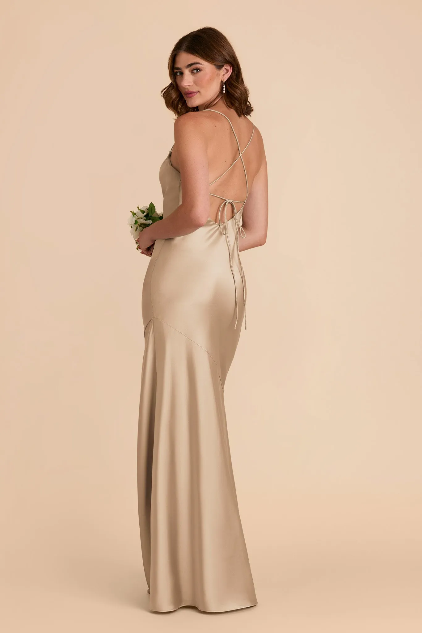 Olivia Matte Satin Dress - Neutral Champagne sold by Birdy Grey product image thumbnail 4