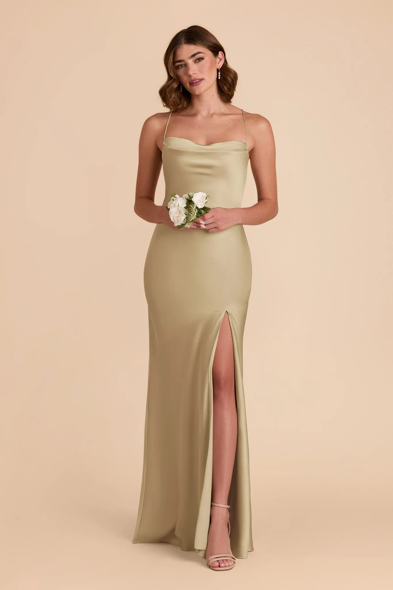 Olivia Matte Satin Dress - Moss Green sold by Birdy Grey product image thumbnail 3