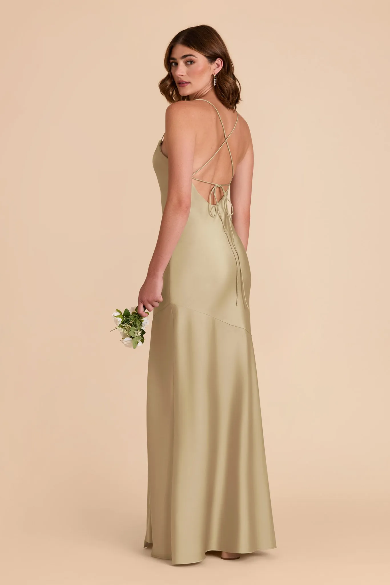 Olivia Matte Satin Dress - Moss Green sold by Birdy Grey product image thumbnail 4