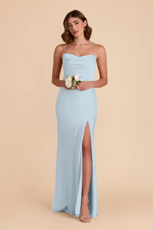 Olivia Matte Satin Dress - Mist Blue sold by Birdy Grey