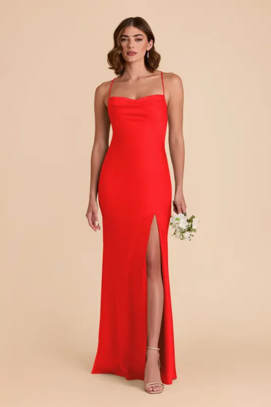 Olivia Matte Satin Dress - Lipstick Red sold by Birdy Grey