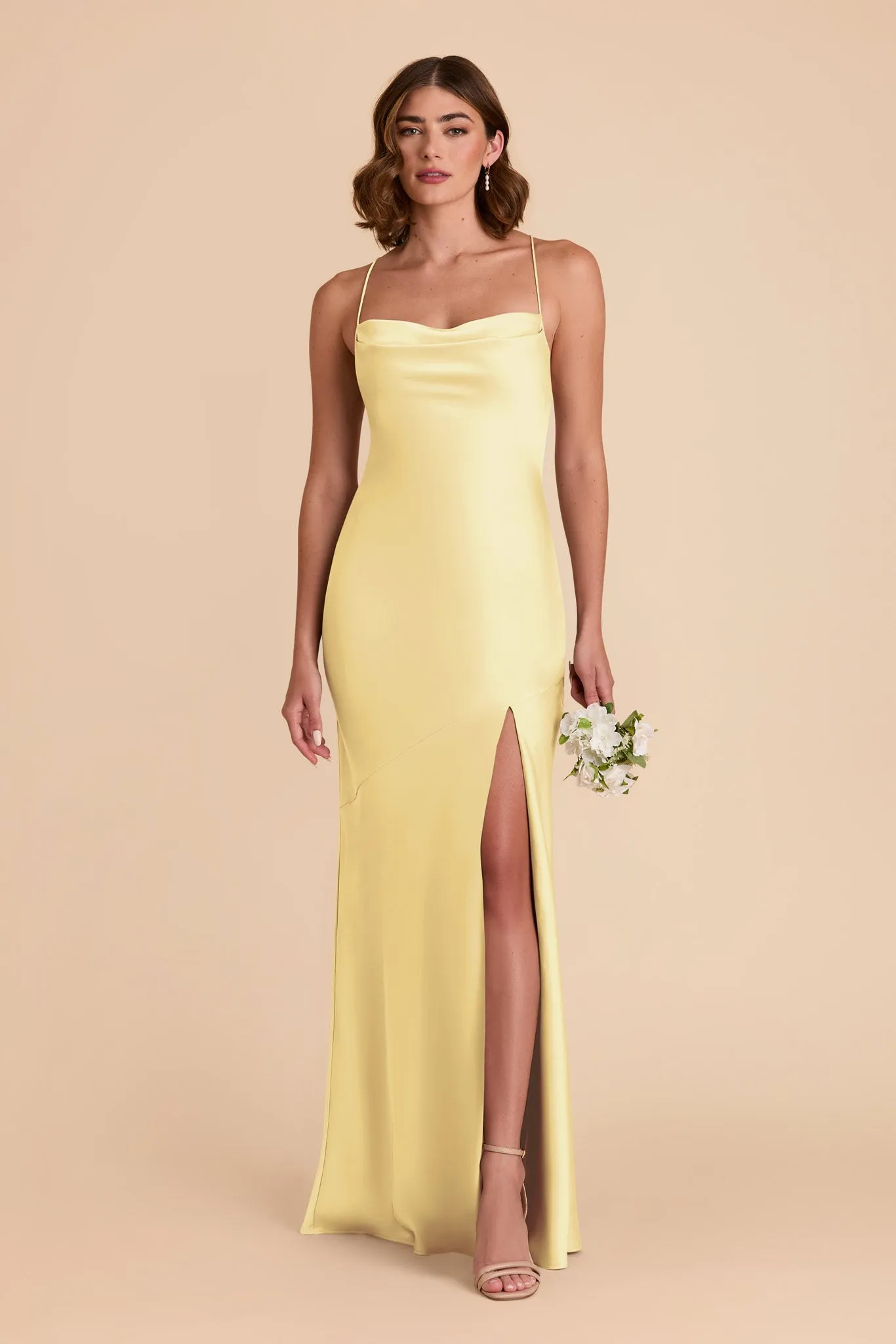 Olivia Matte Satin Dress - Lemon Sorbet sold by Birdy Grey