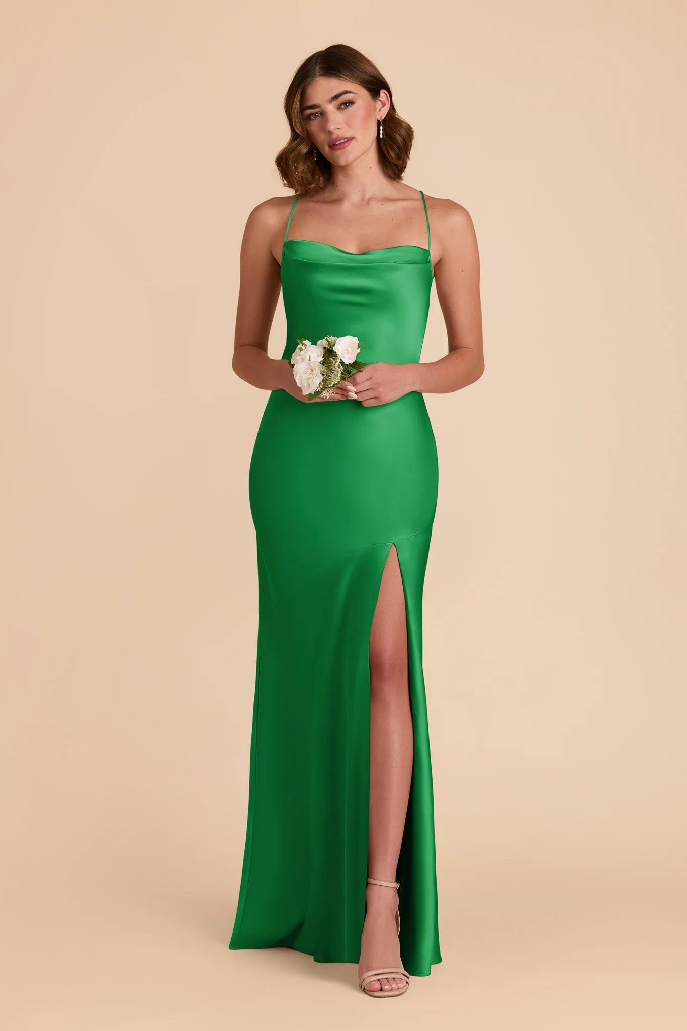 Olivia Matte Satin Dress - Kelly Green sold by Birdy Grey