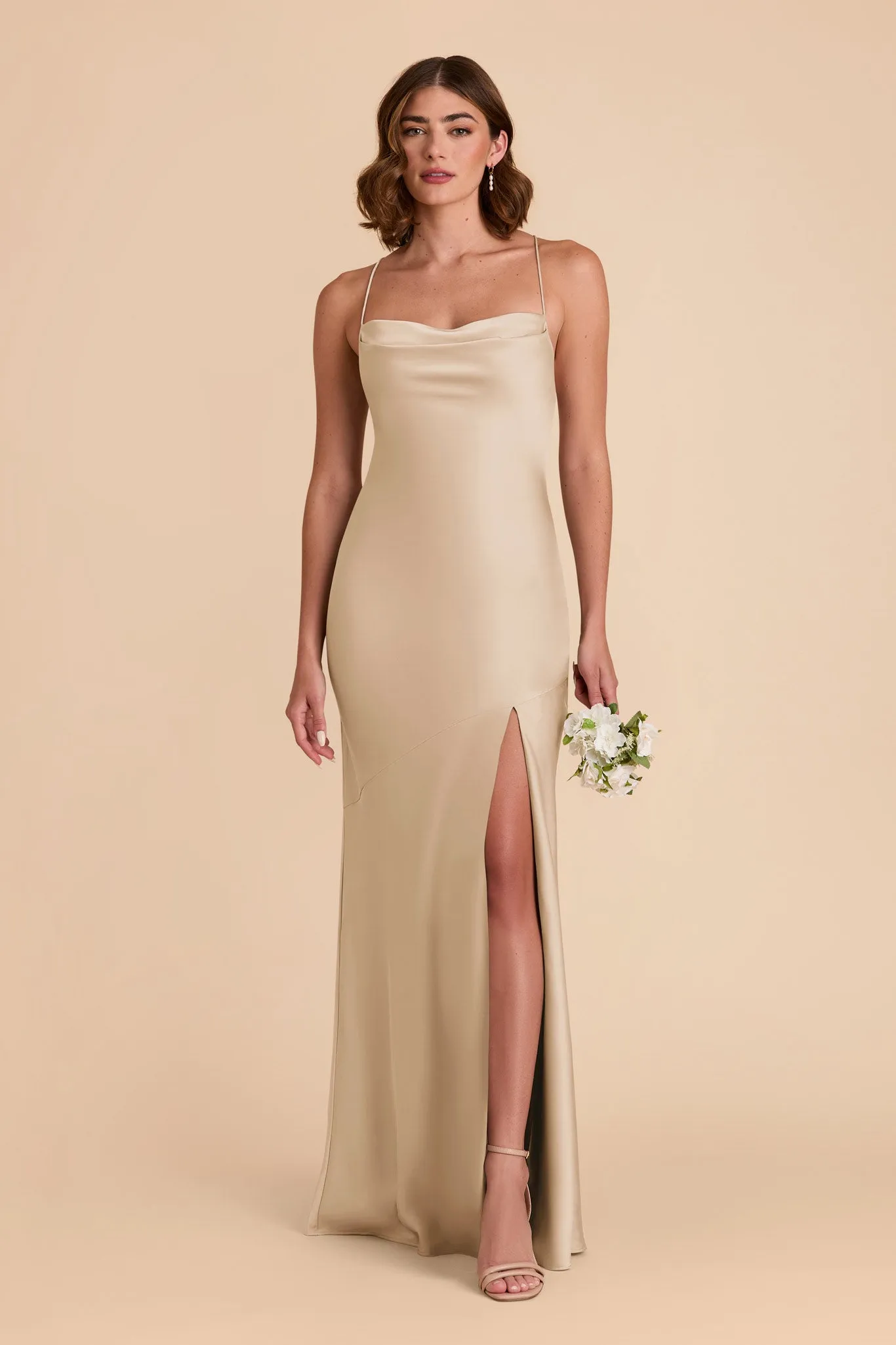 Olivia Matte Satin Dress - Gold sold by Birdy Grey