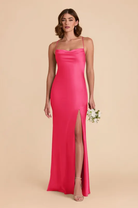 Olivia Matte Satin Dress - Fuchsia sold by Birdy Grey