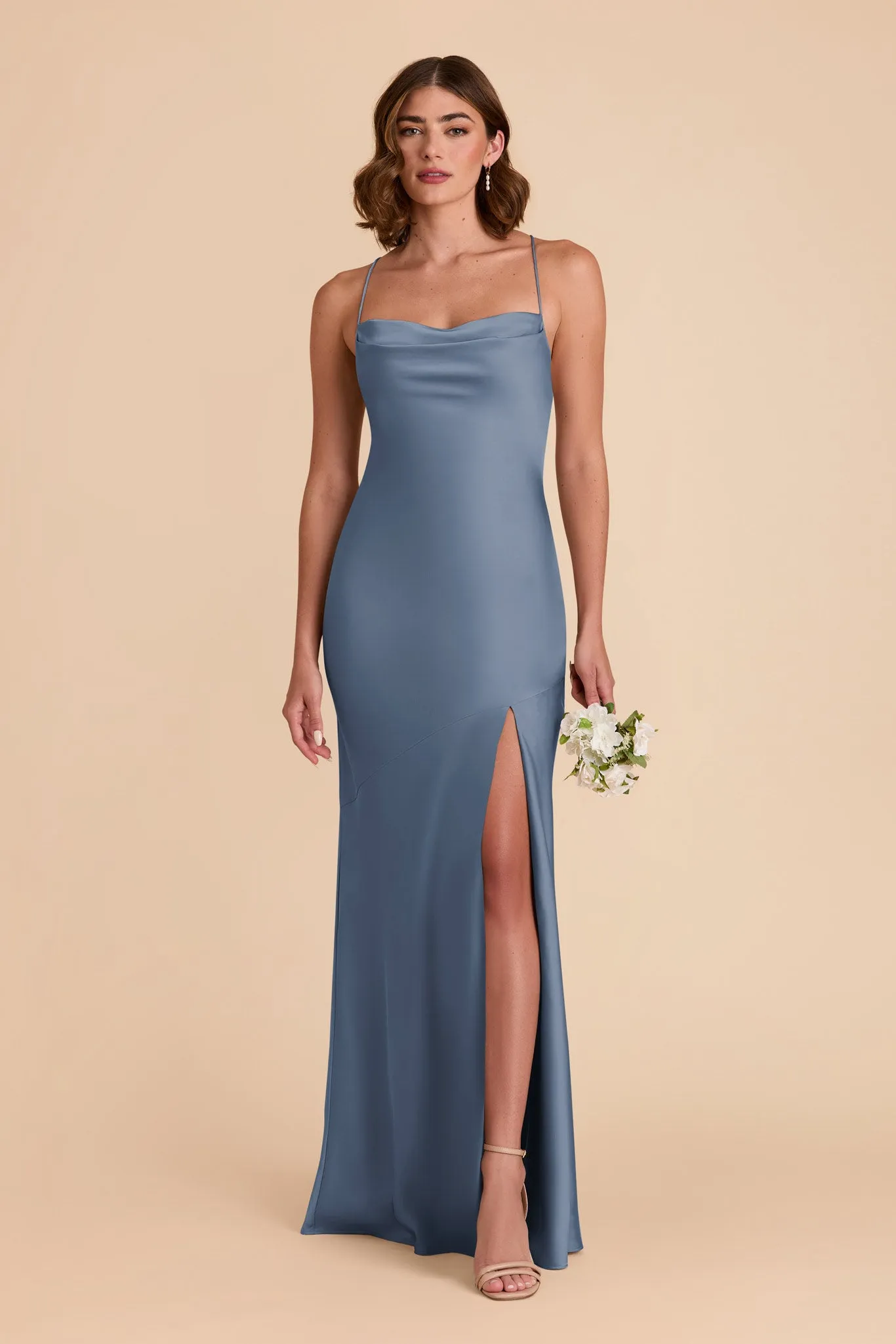 Olivia Matte Satin Dress - French Blue sold by Birdy Grey product image thumbnail 3