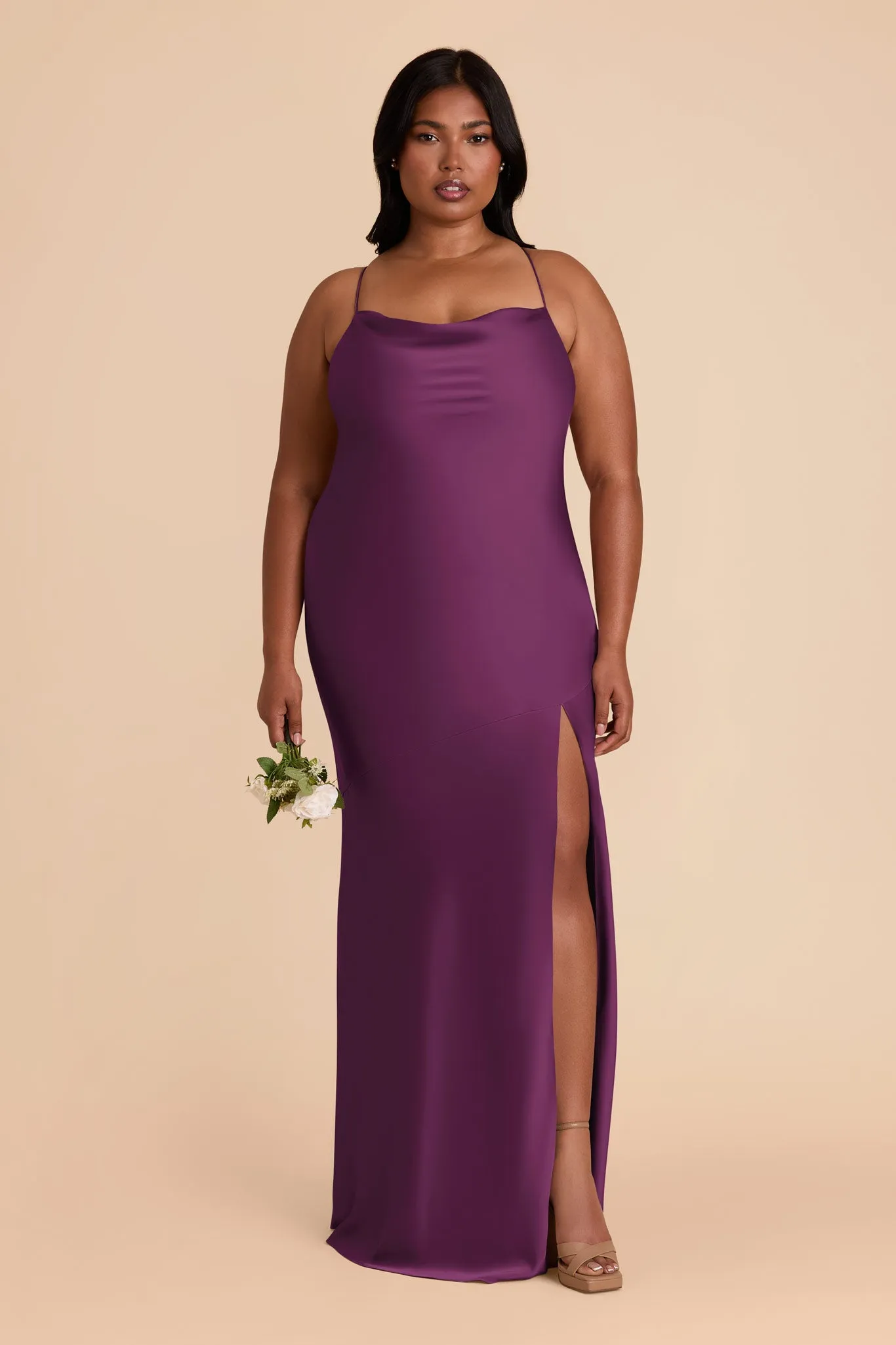 Olivia Matte Satin Dress - Fig sold by Birdy Grey product image thumbnail 2