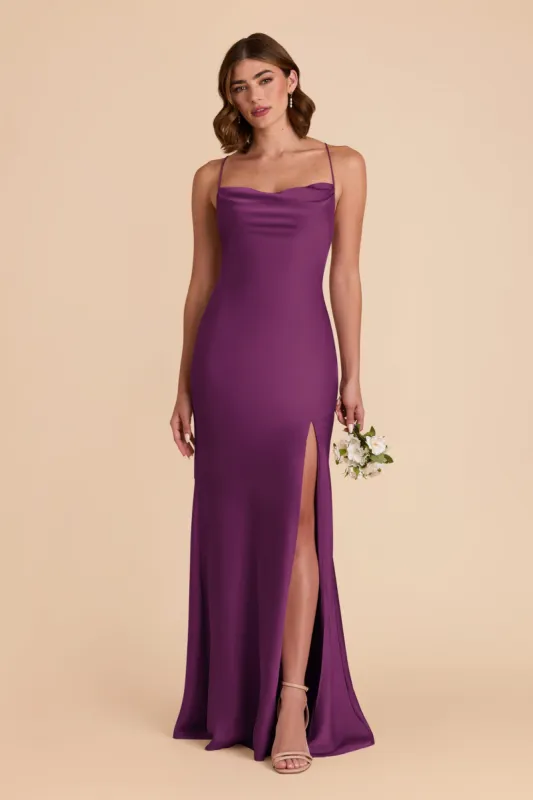 Olivia Matte Satin Dress - Fig sold by Birdy Grey