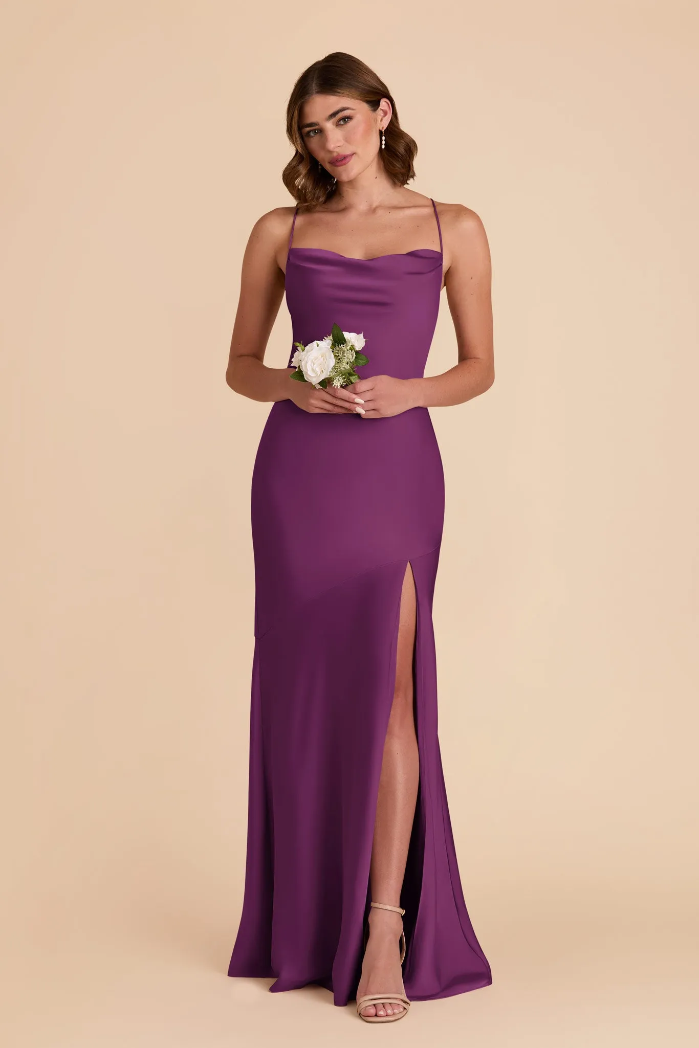 Olivia Matte Satin Dress - Fig sold by Birdy Grey product image thumbnail 3