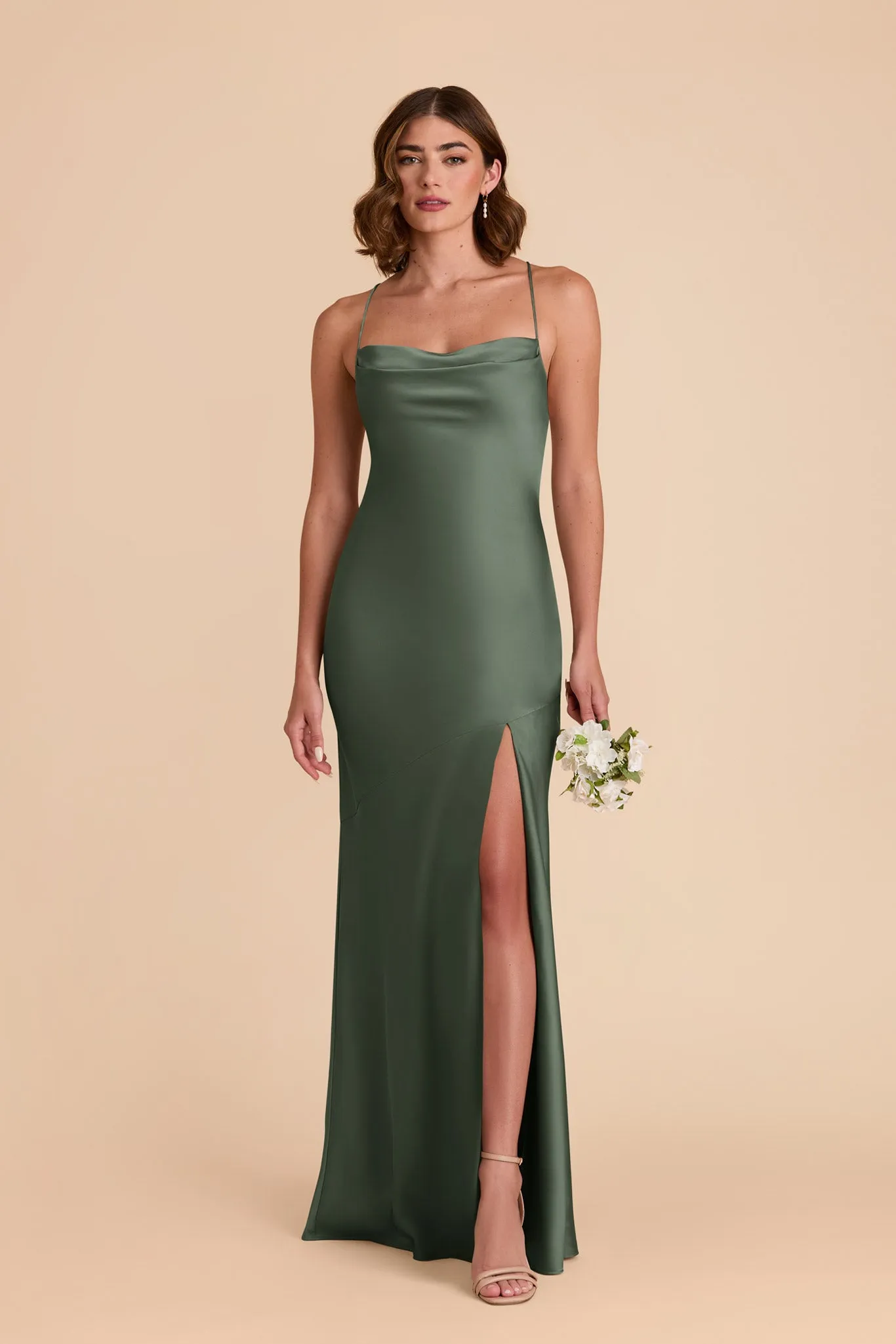 Olivia Matte Satin Dress - Eucalyptus sold by Birdy Grey