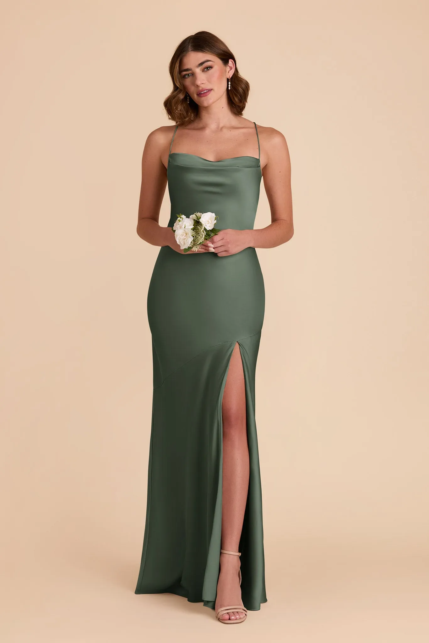 Olivia Matte Satin Dress - Eucalyptus sold by Birdy Grey product image thumbnail 3