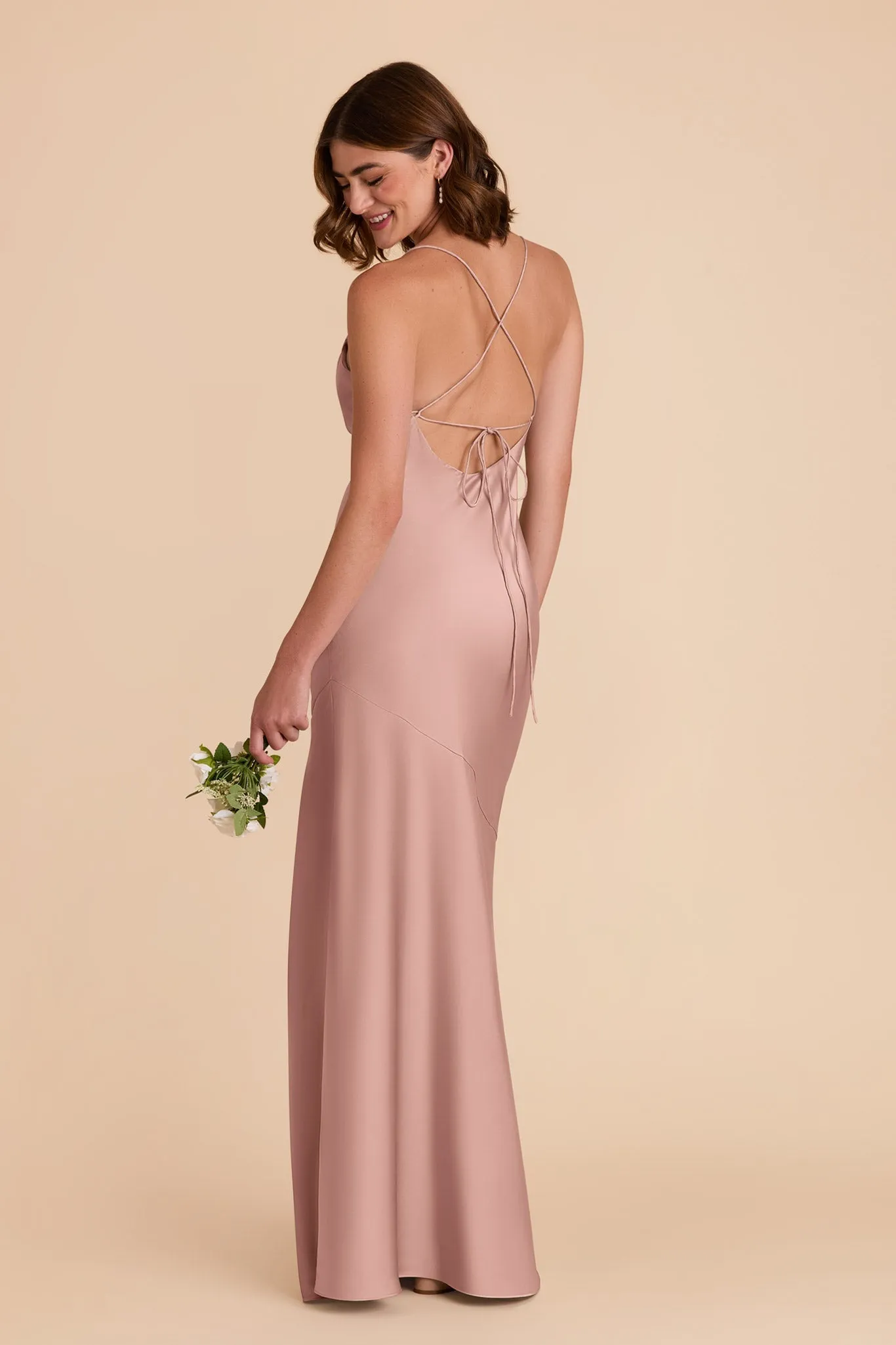 Olivia Matte Satin Dress - English Rose sold by Birdy Grey product image thumbnail 5