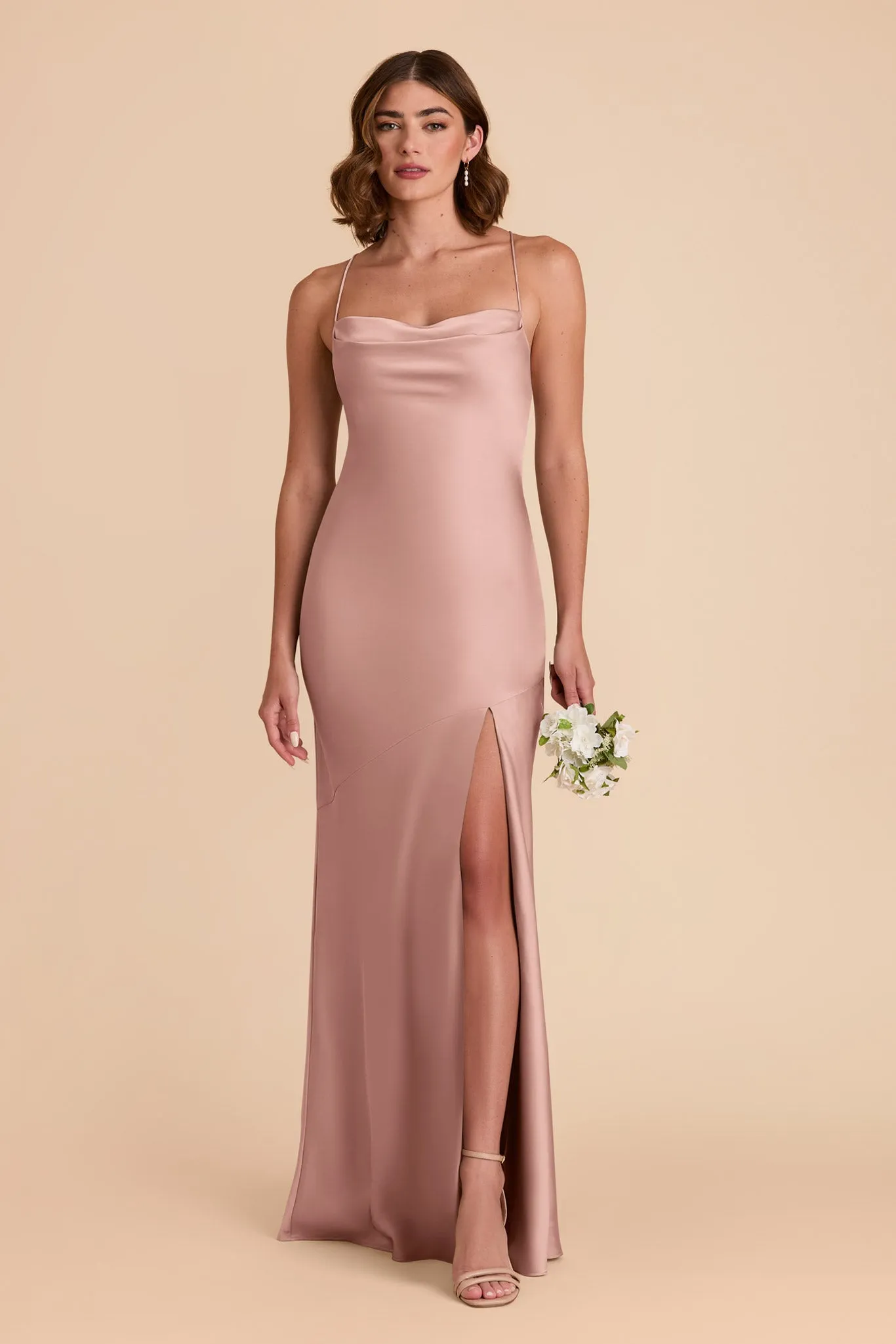 Olivia Matte Satin Dress - English Rose sold by Birdy Grey