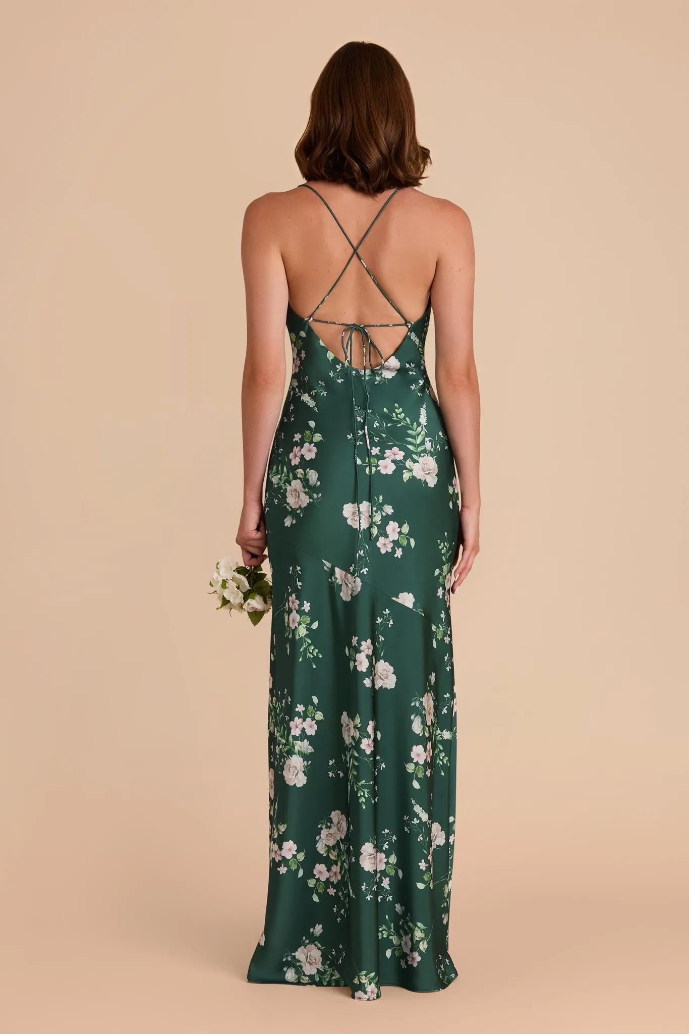 Olivia Matte Satin Dress - Emerald Garden Party sold by Birdy Grey product image thumbnail 4