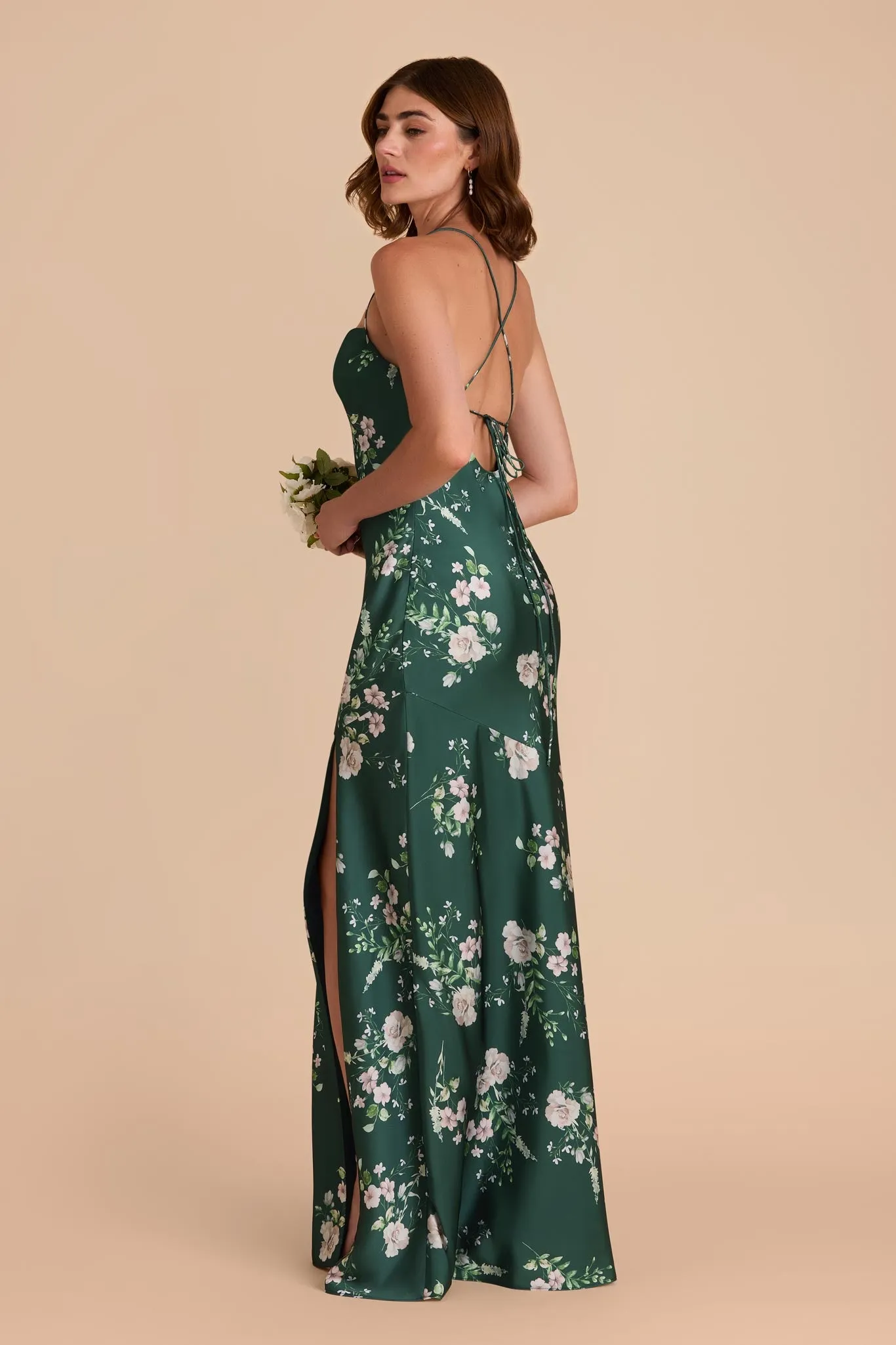 Olivia Matte Satin Dress - Emerald Garden Party sold by Birdy Grey product image thumbnail 2