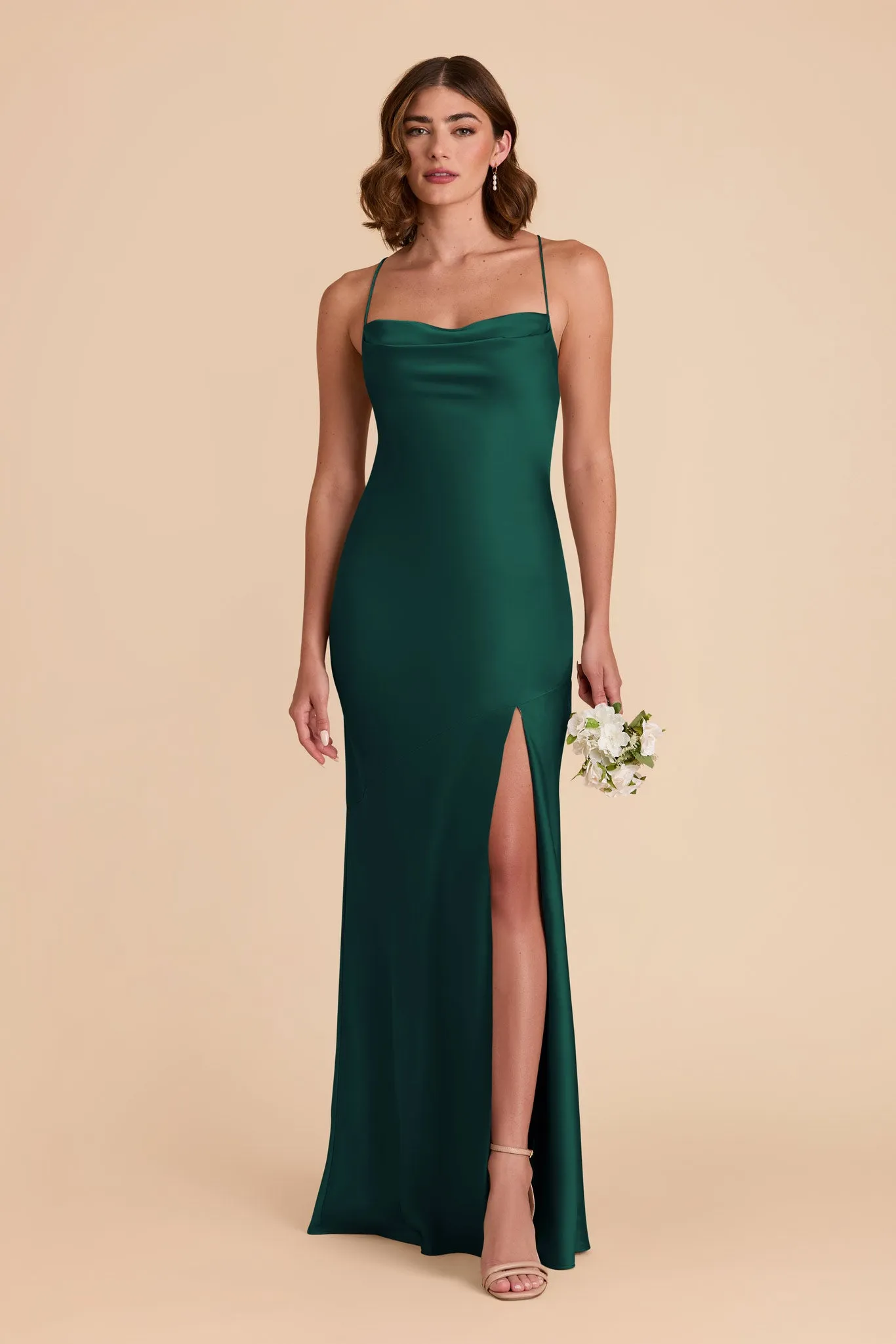 Olivia Matte Satin Dress - Emerald sold by Birdy Grey product image thumbnail 3